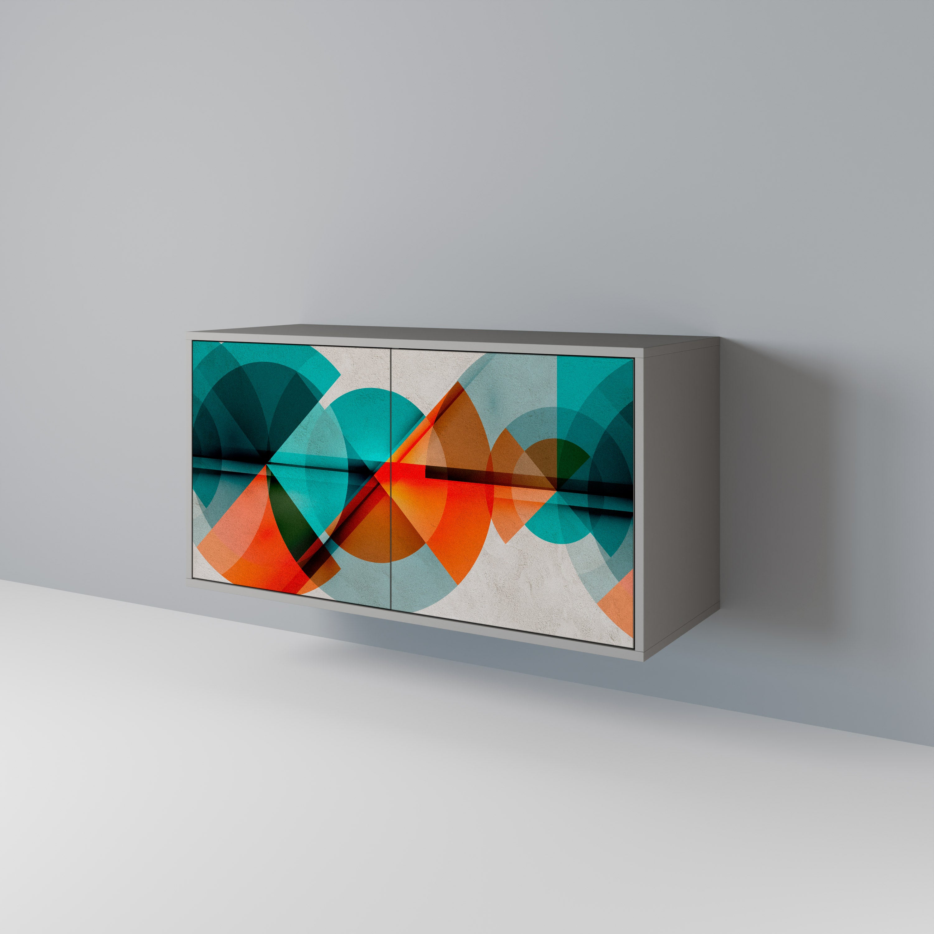 Aparador CIRCULAR RHAPSODY de 2 puertas en acabado gris