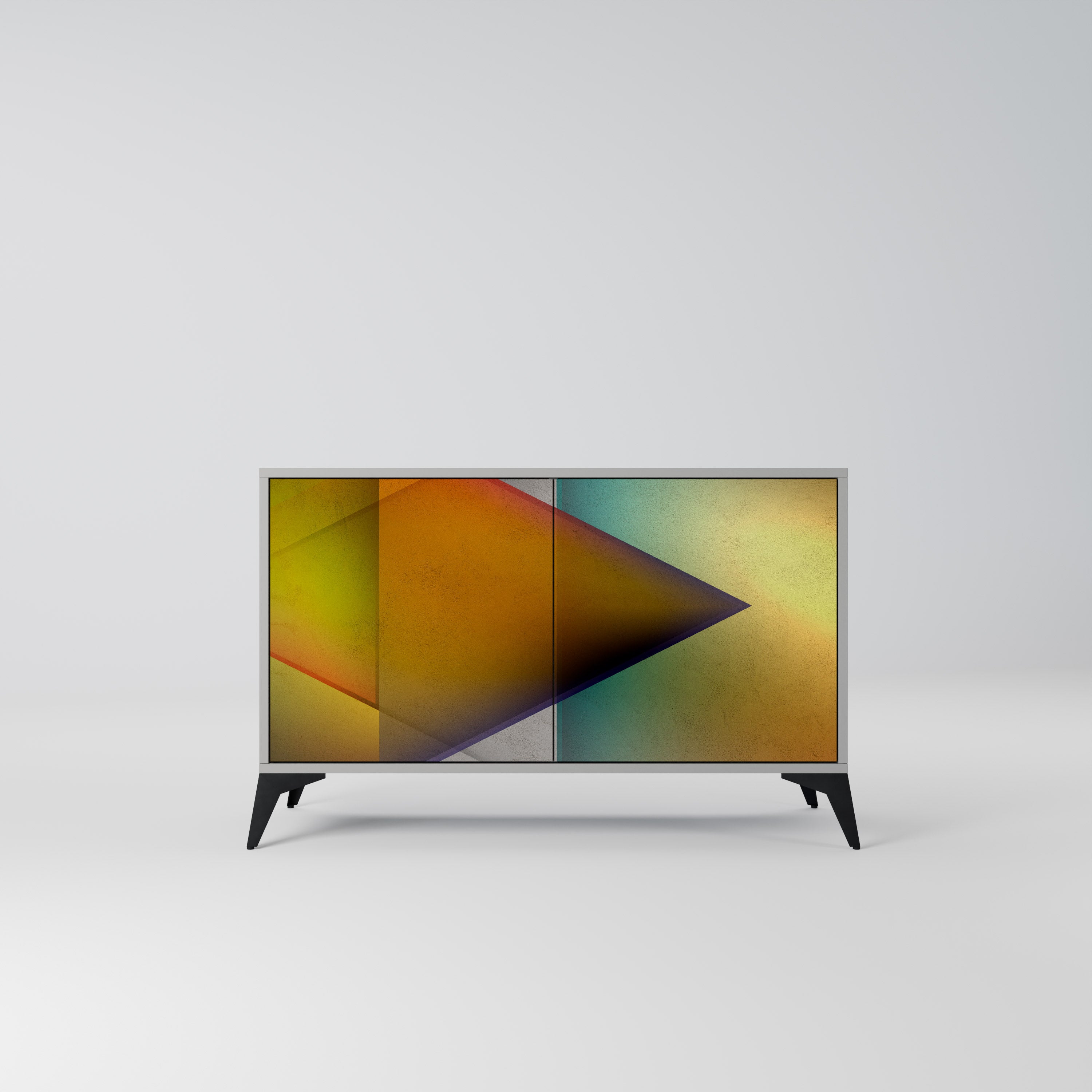 Aparador de 2 puertas con un acabado gris intenso