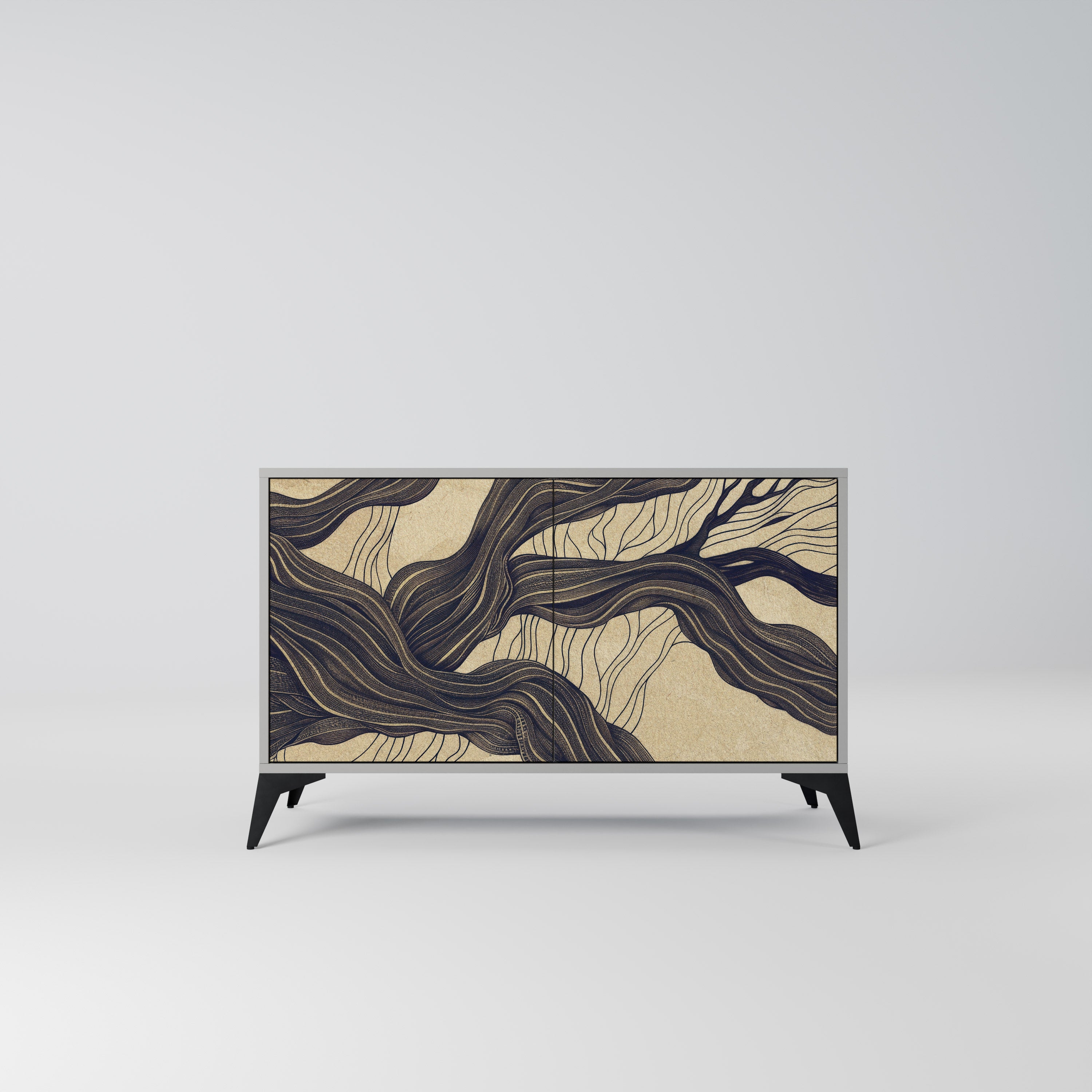 Aparador de 2 puertas UNFIED FRAGMENTS en acabado gris