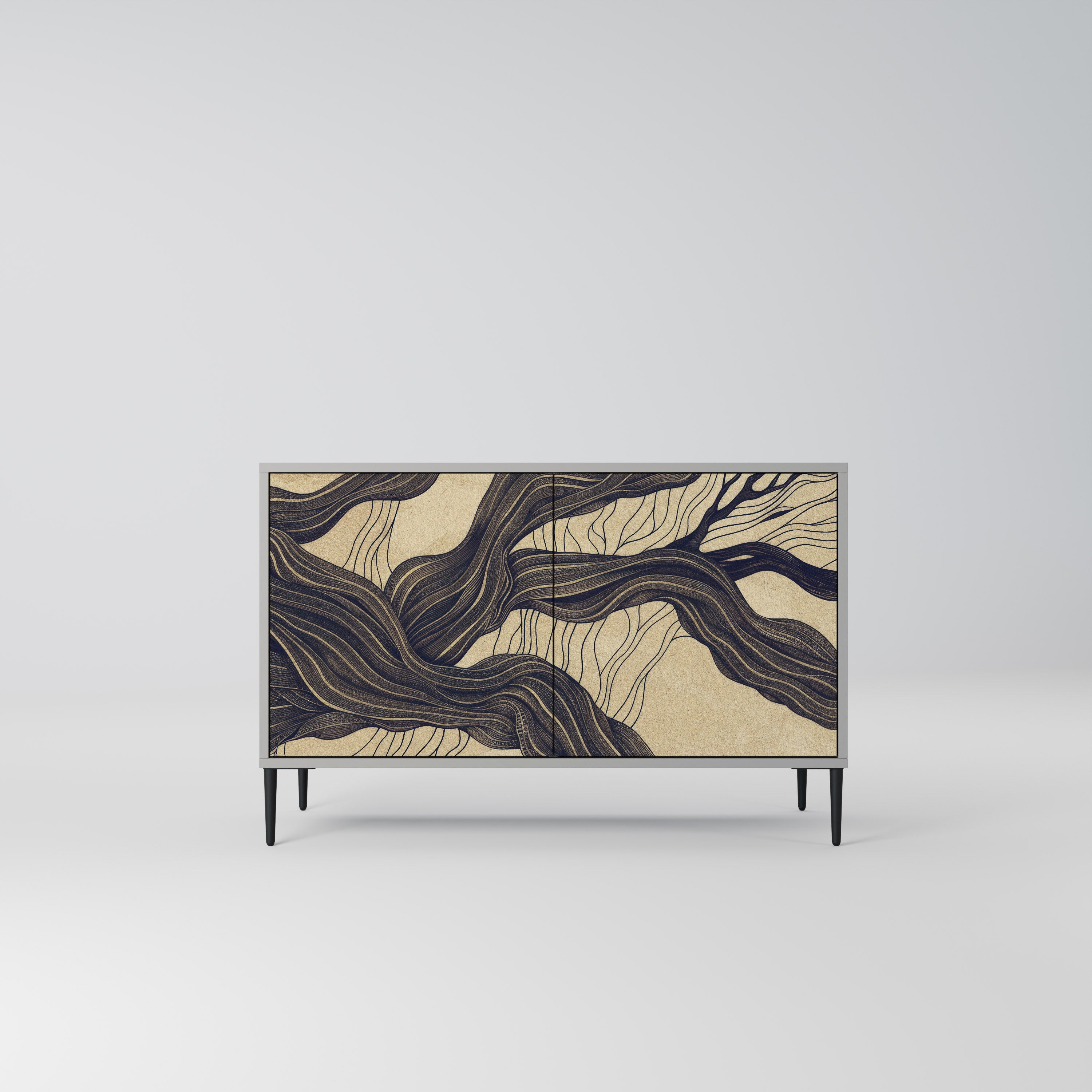 Aparador de 2 puertas UNFIED FRAGMENTS en acabado gris