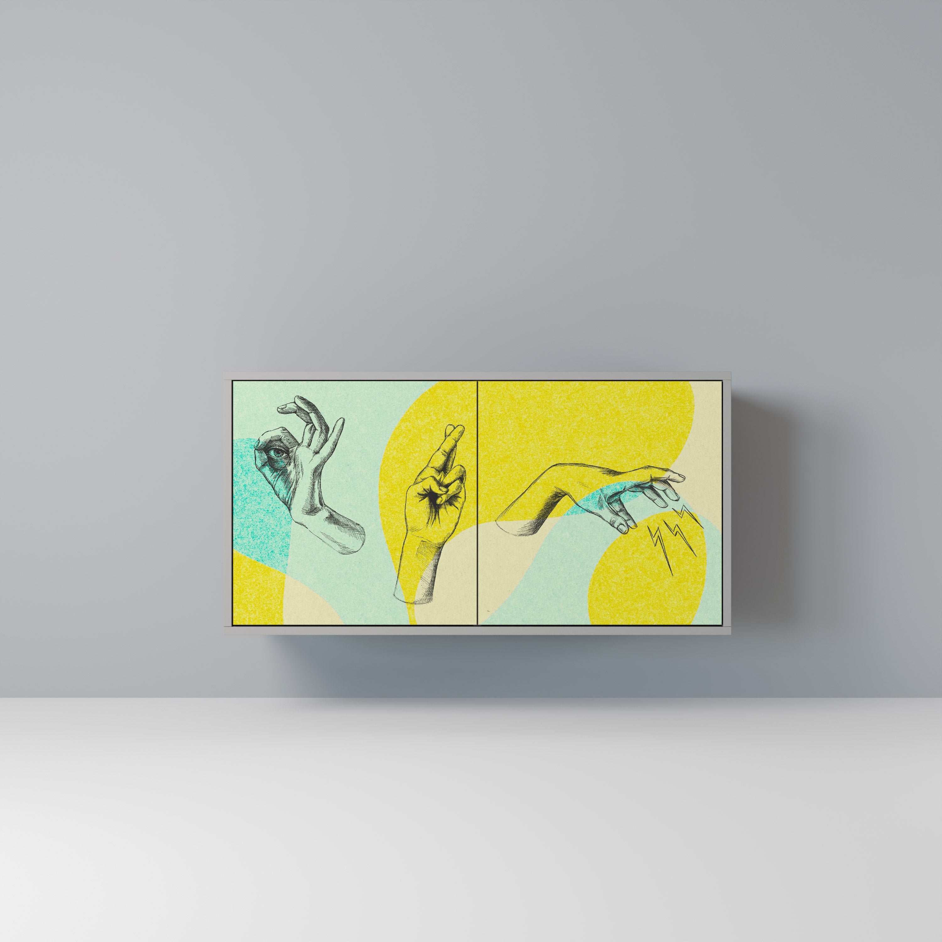 Aparador de 2 puertas BODY LANGUAGE en acabado gris