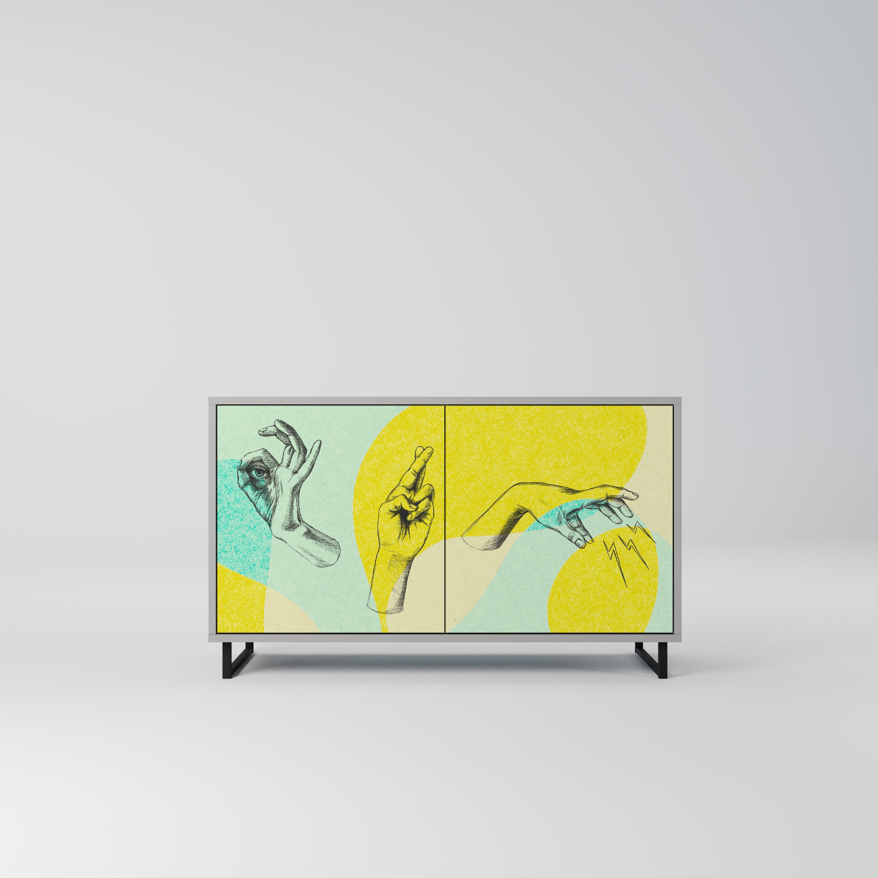 Aparador de 2 puertas BODY LANGUAGE en acabado gris