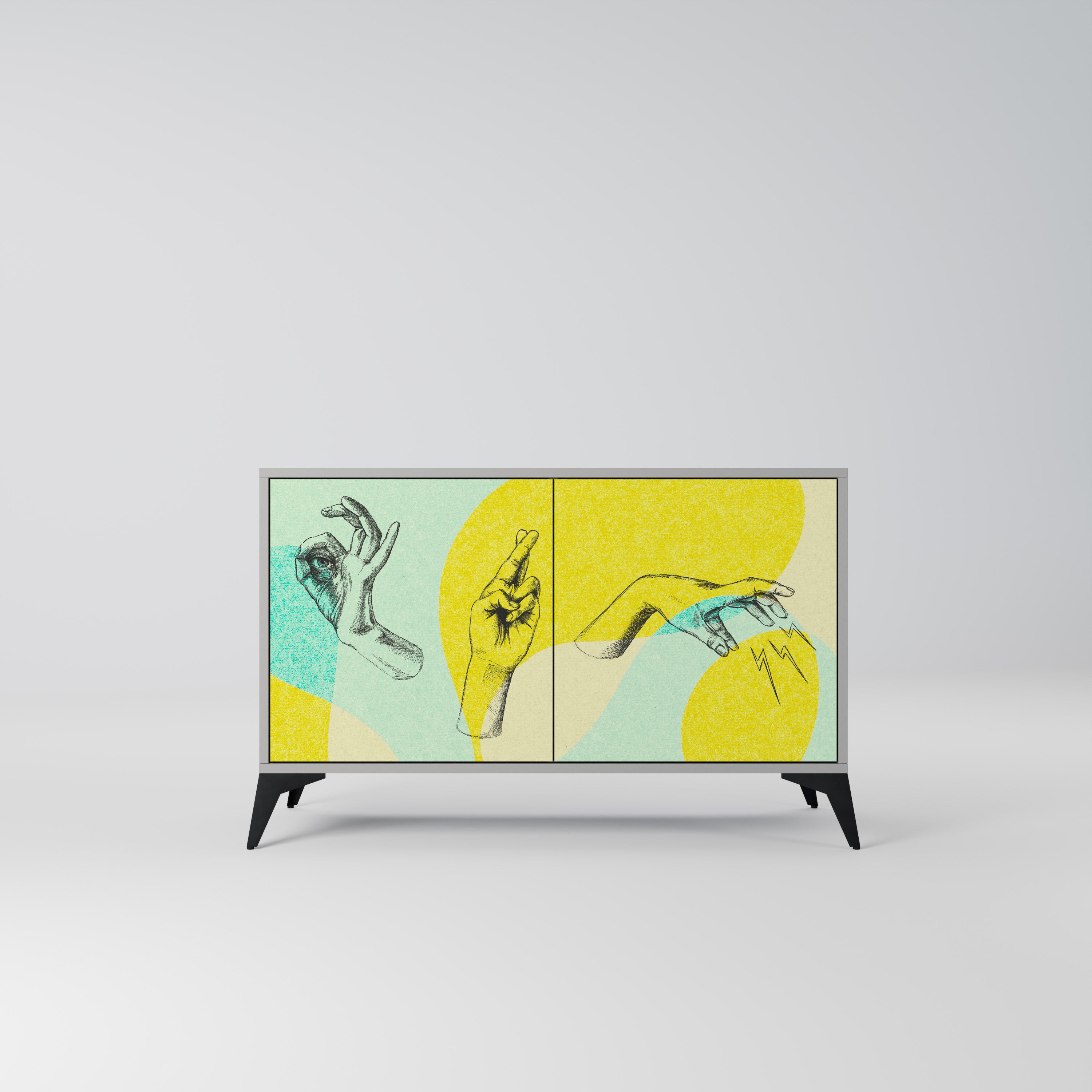 Aparador de 2 puertas BODY LANGUAGE en acabado gris