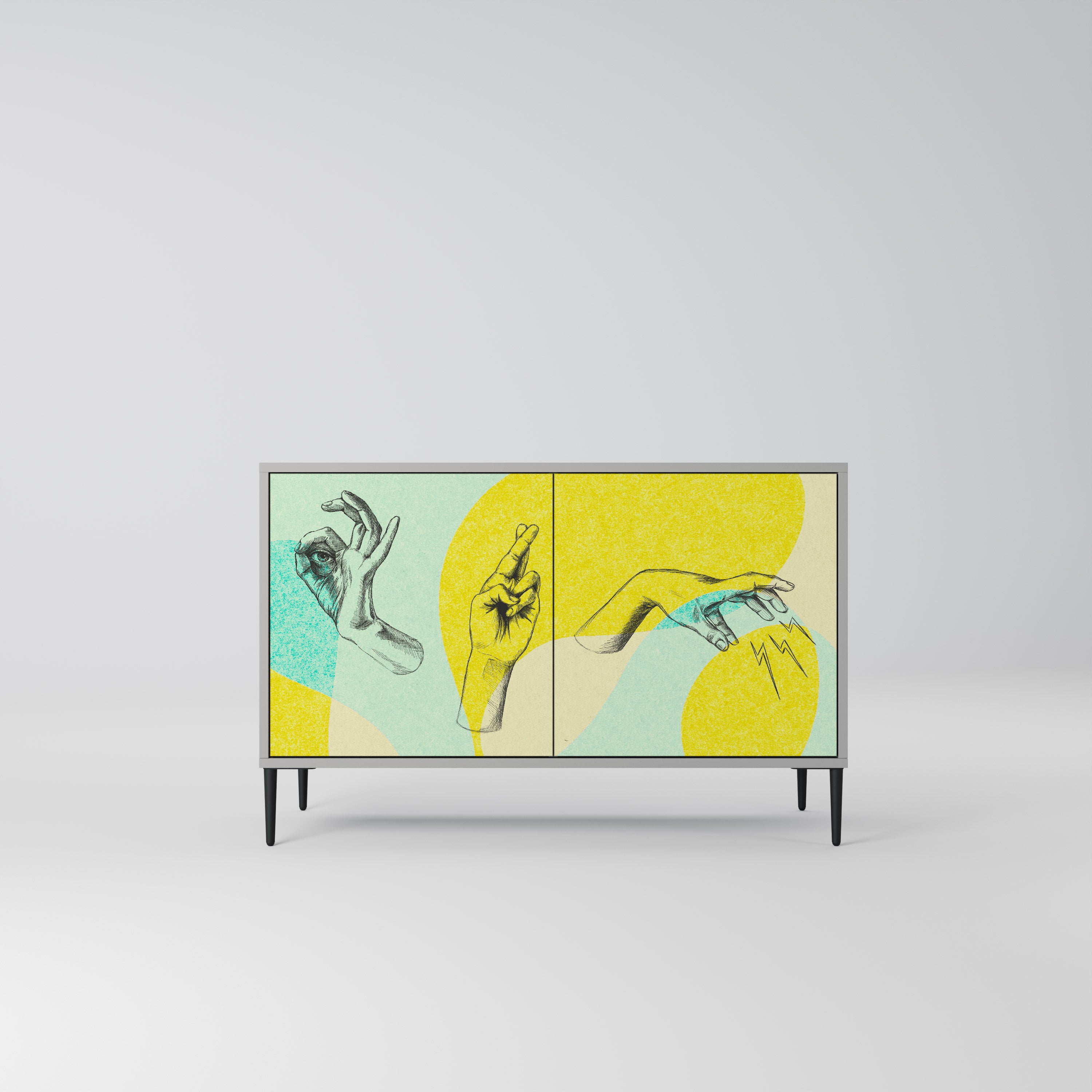 Aparador de 2 puertas BODY LANGUAGE en acabado gris