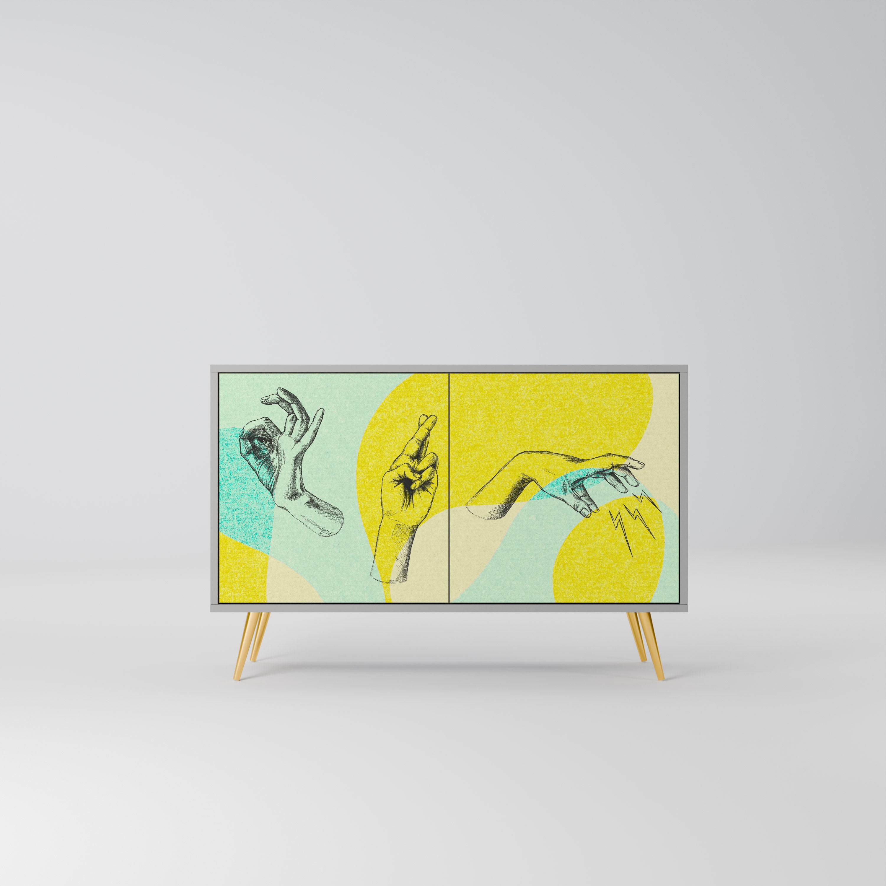 Aparador de 2 puertas BODY LANGUAGE en acabado gris