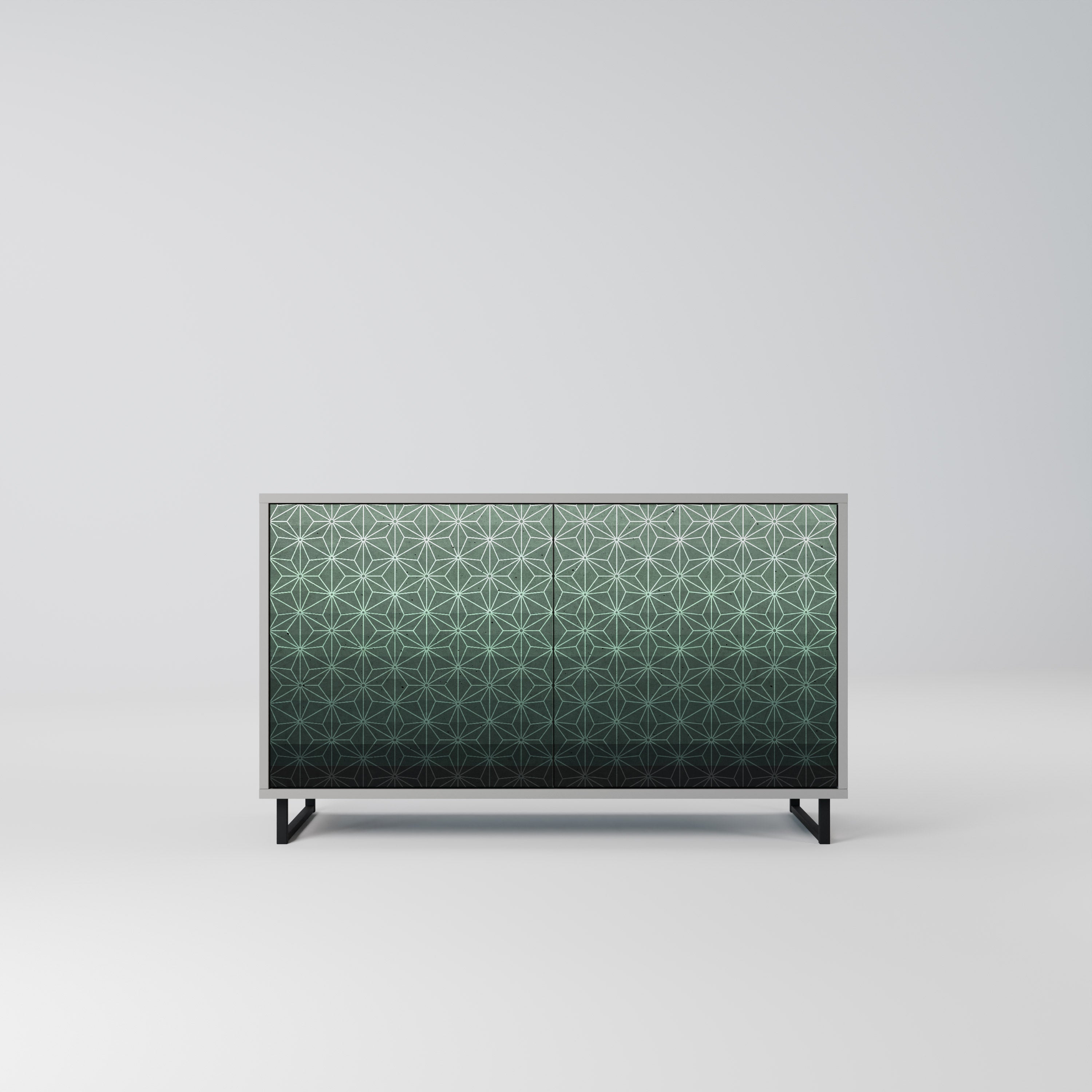 Aparador ORNAMENTAL GLIMMER de 2 puertas en acabado gris