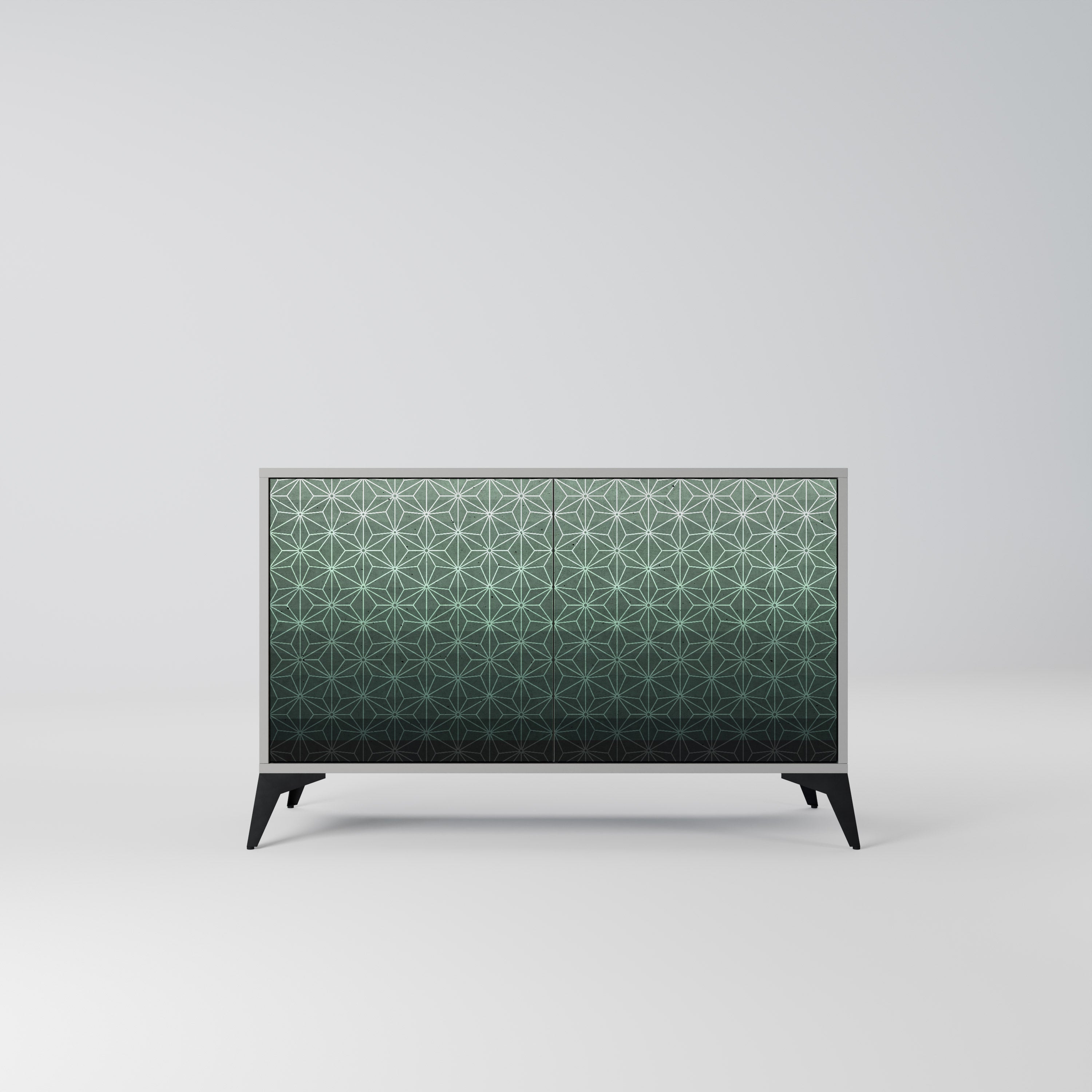 Aparador ORNAMENTAL GLIMMER de 2 puertas en acabado gris