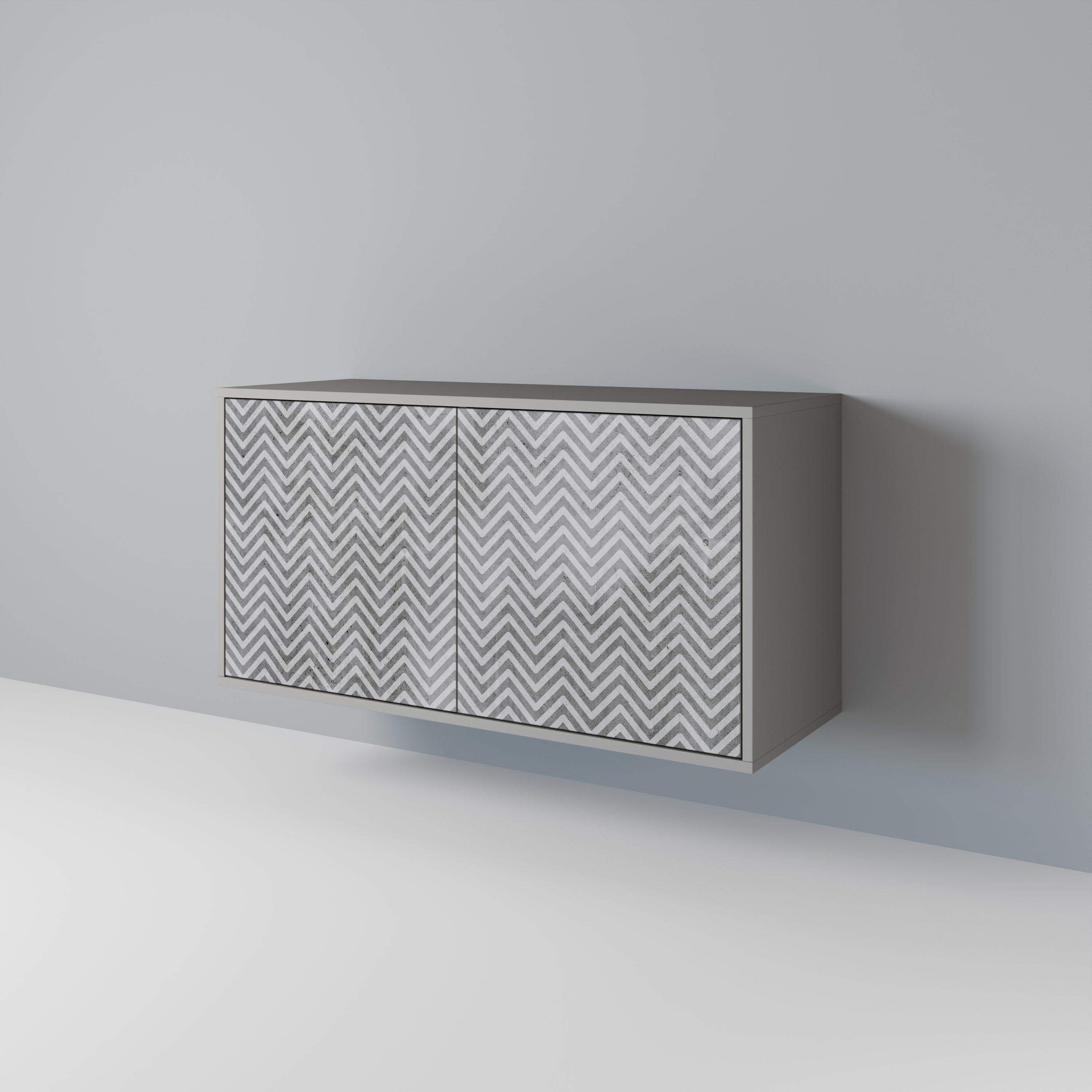 Aparador CONCRETE ZIG ZAG de 2 puertas en acabado gris