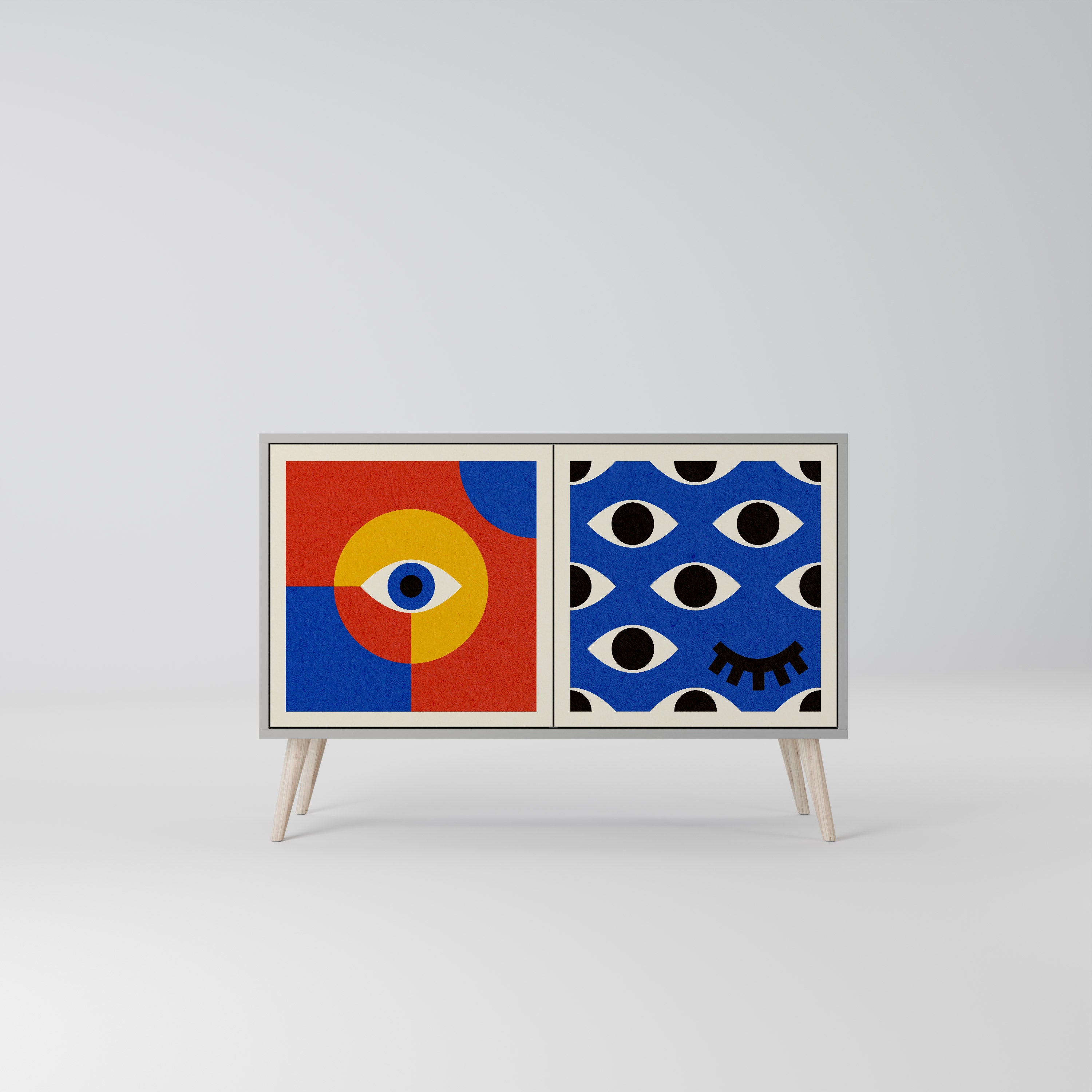 Aparador de 2 puertas GEOMETRIC EYES en acabado gris