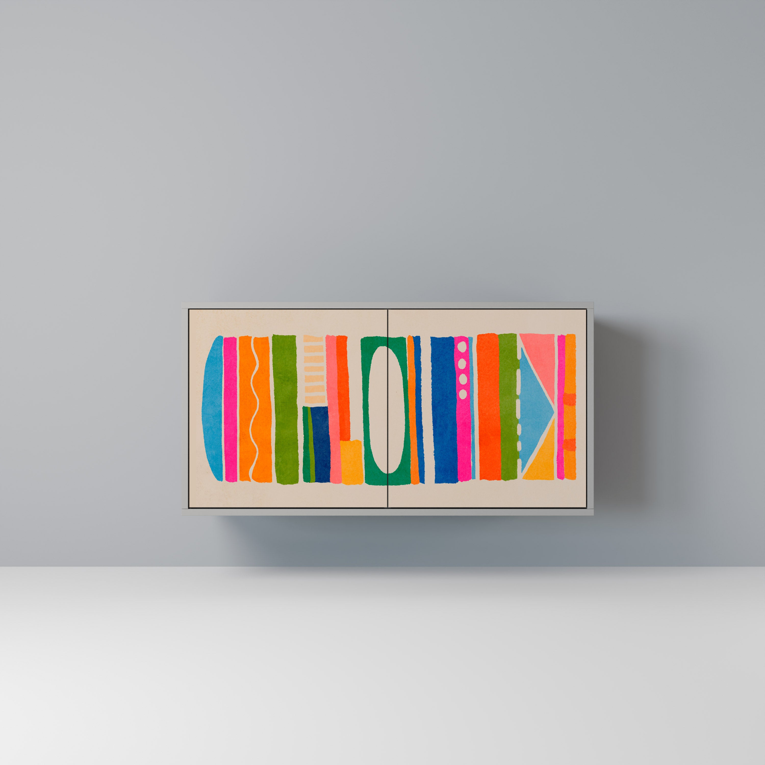 Aparador GEOMETRIC SHINE de 2 puertas en acabado gris