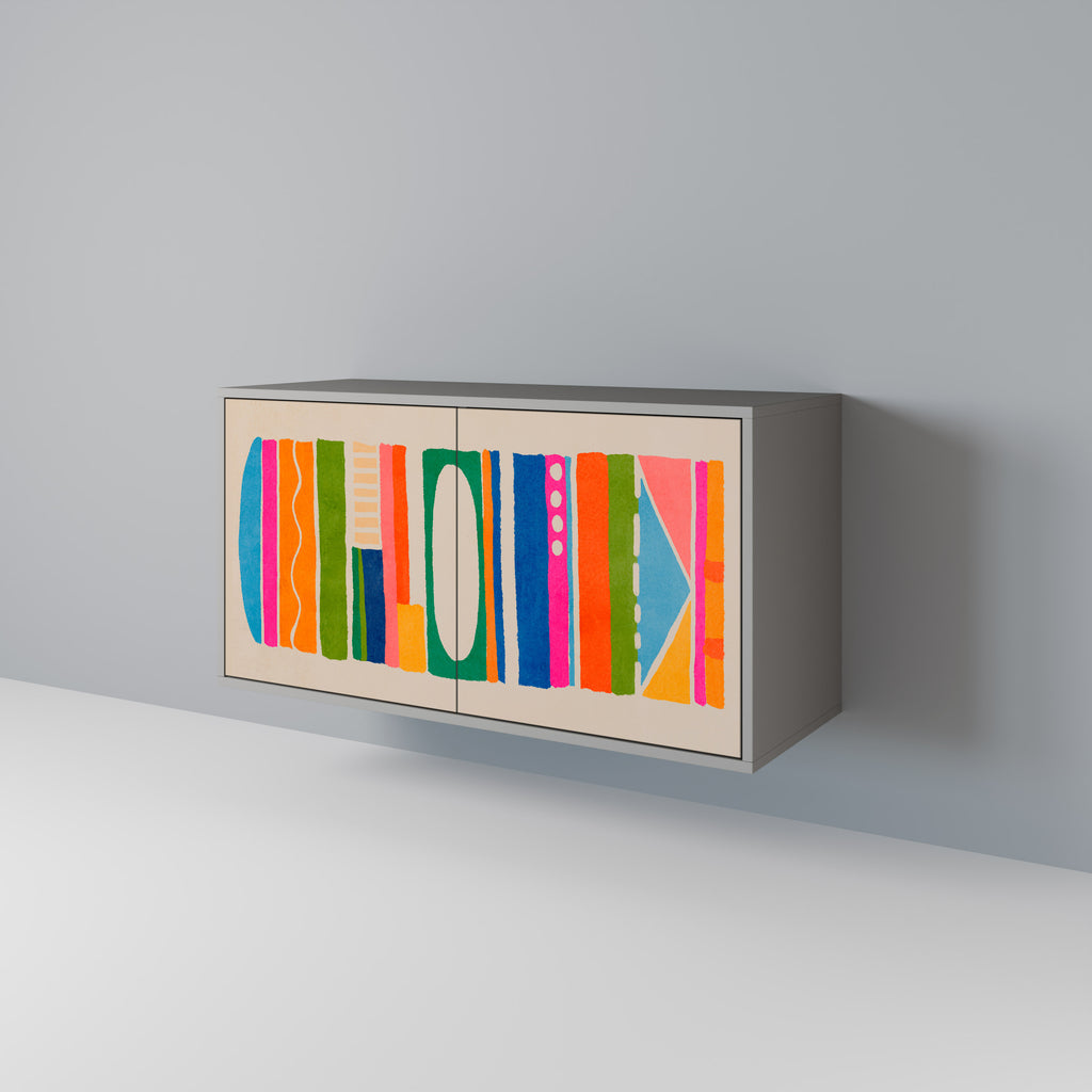 Aparador GEOMETRIC SHINE de 2 puertas en acabado gris