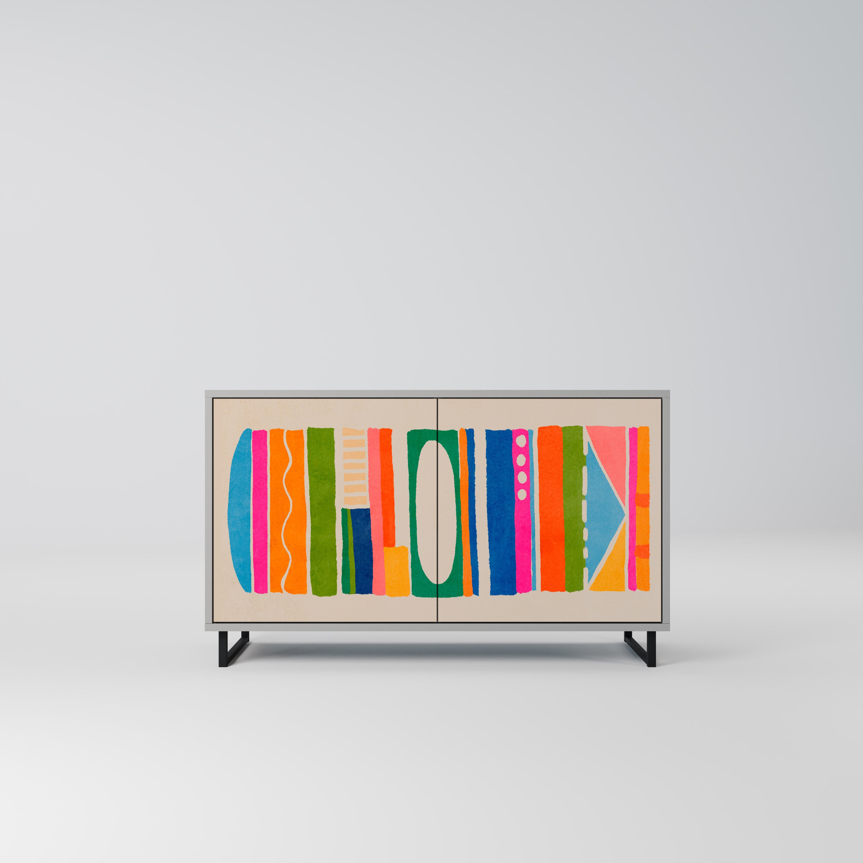 Aparador GEOMETRIC SHINE de 2 puertas en acabado gris