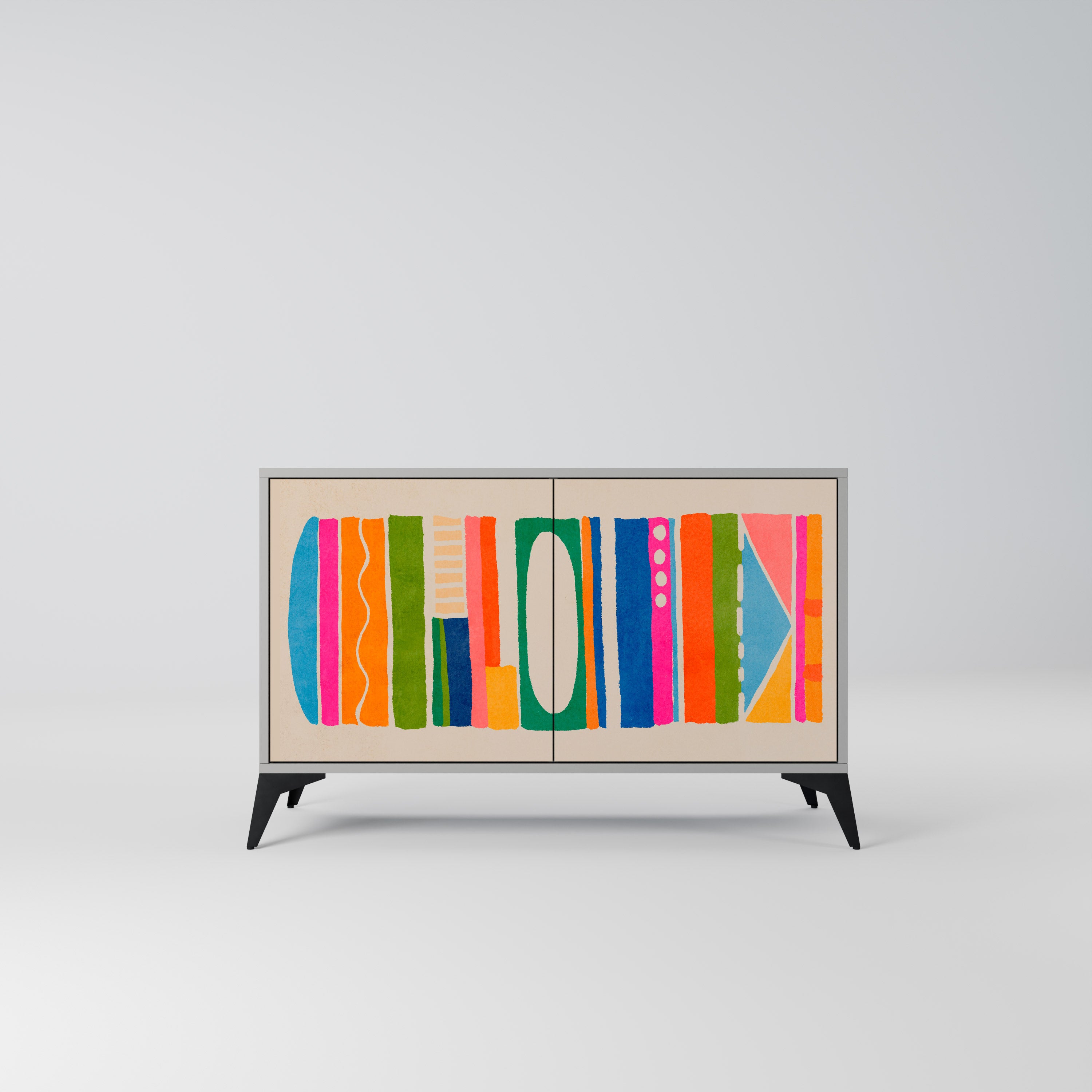 Aparador GEOMETRIC SHINE de 2 puertas en acabado gris