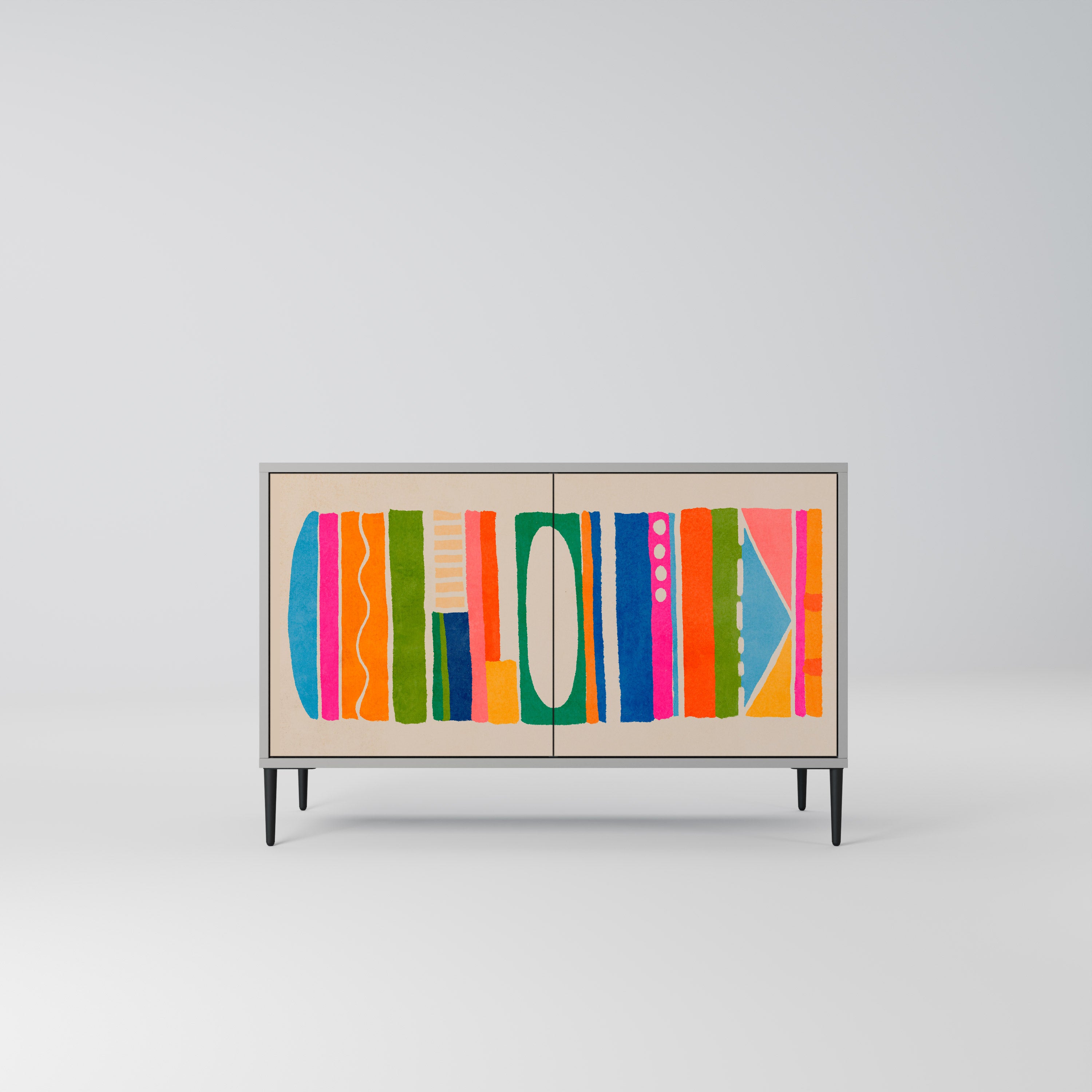 Aparador GEOMETRIC SHINE de 2 puertas en acabado gris