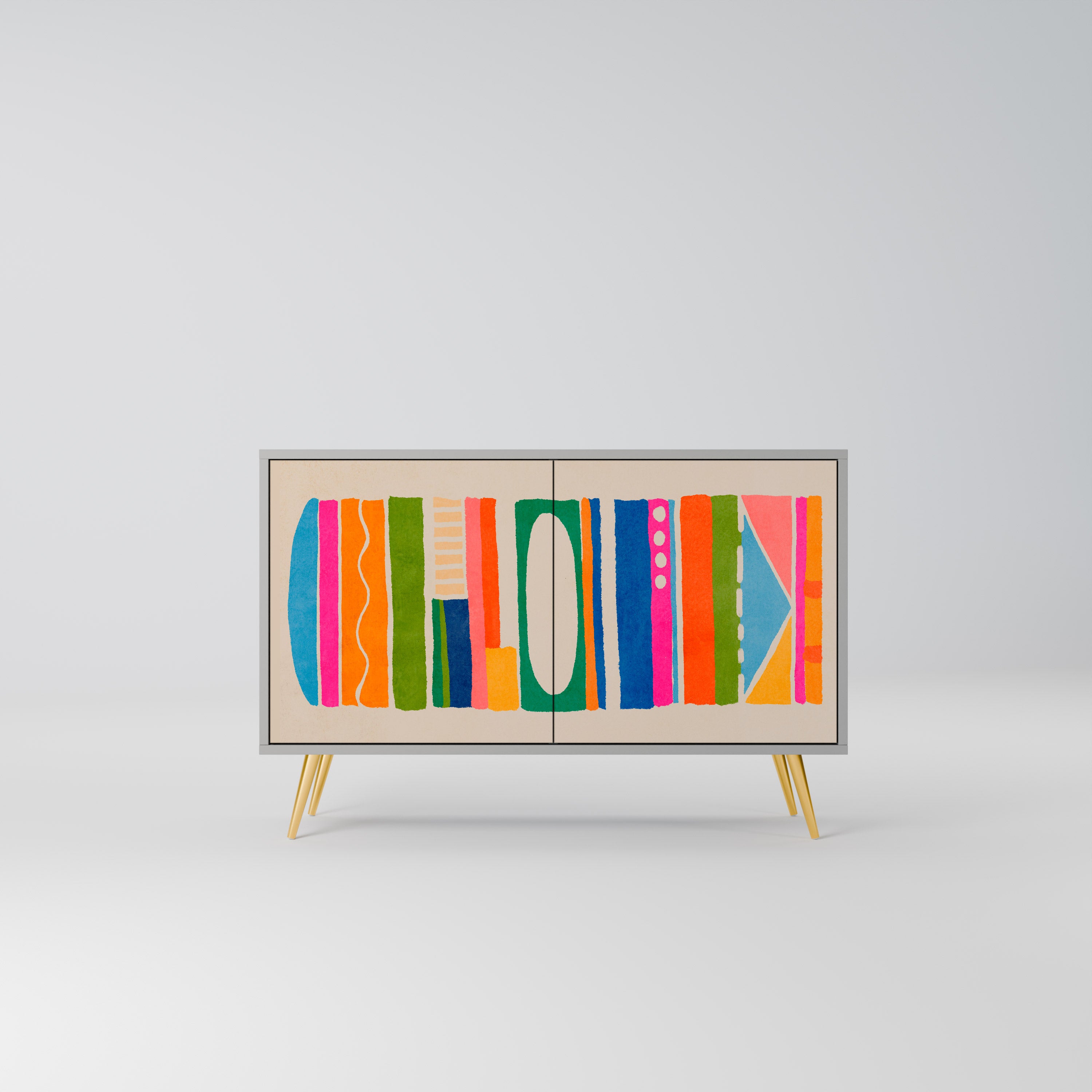 Aparador GEOMETRIC SHINE de 2 puertas en acabado gris