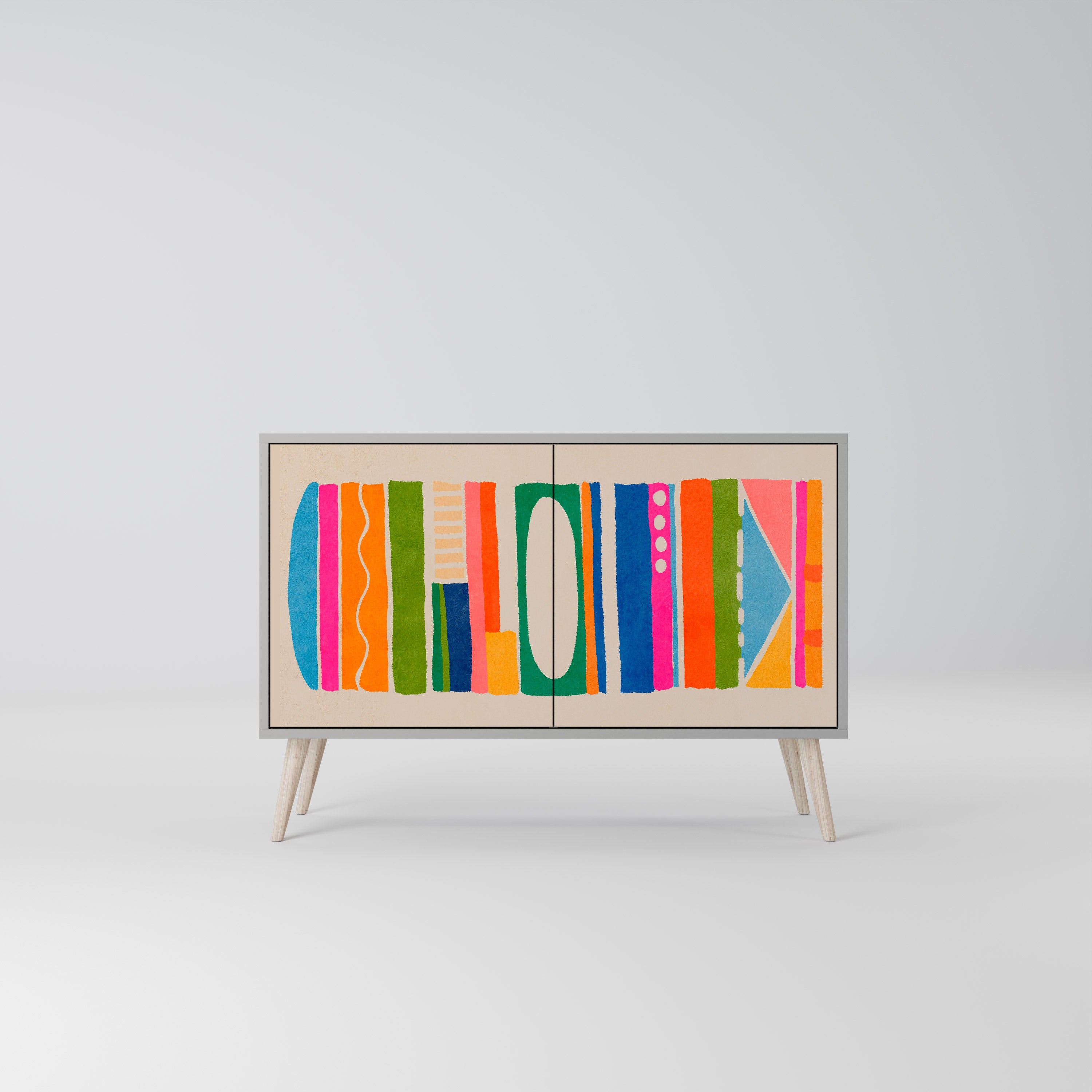 Aparador GEOMETRIC SHINE de 2 puertas en acabado gris