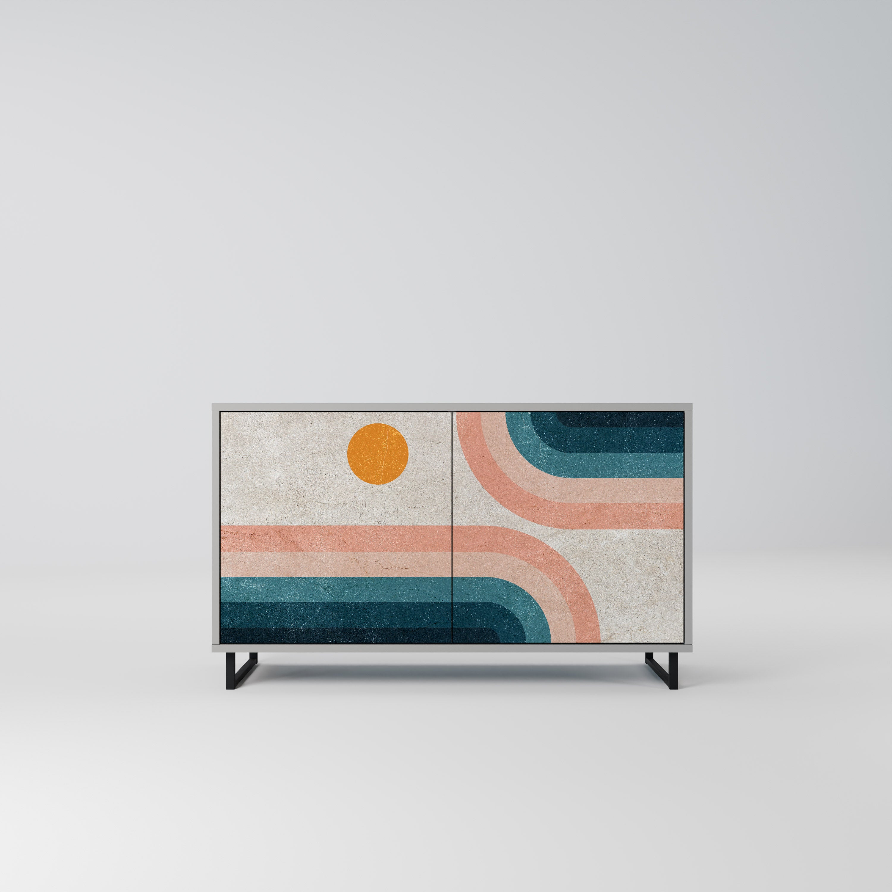 Aparador de 2 puertas TWO HALVES en acabado gris