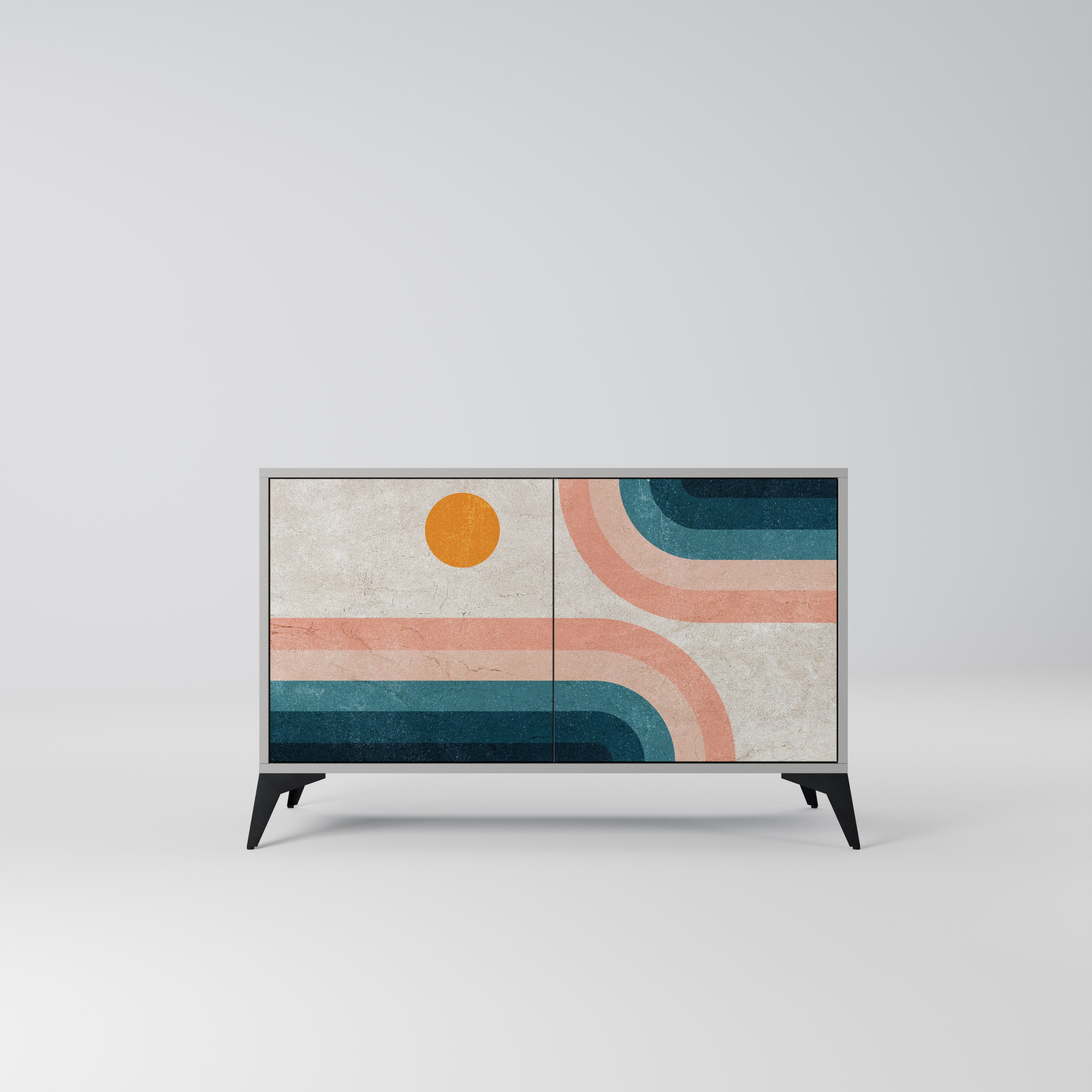 Aparador de 2 puertas TWO HALVES en acabado gris