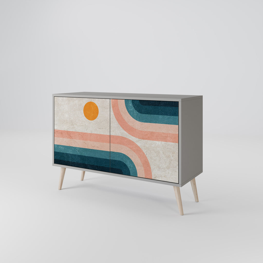 Aparador de 2 puertas TWO HALVES en acabado gris