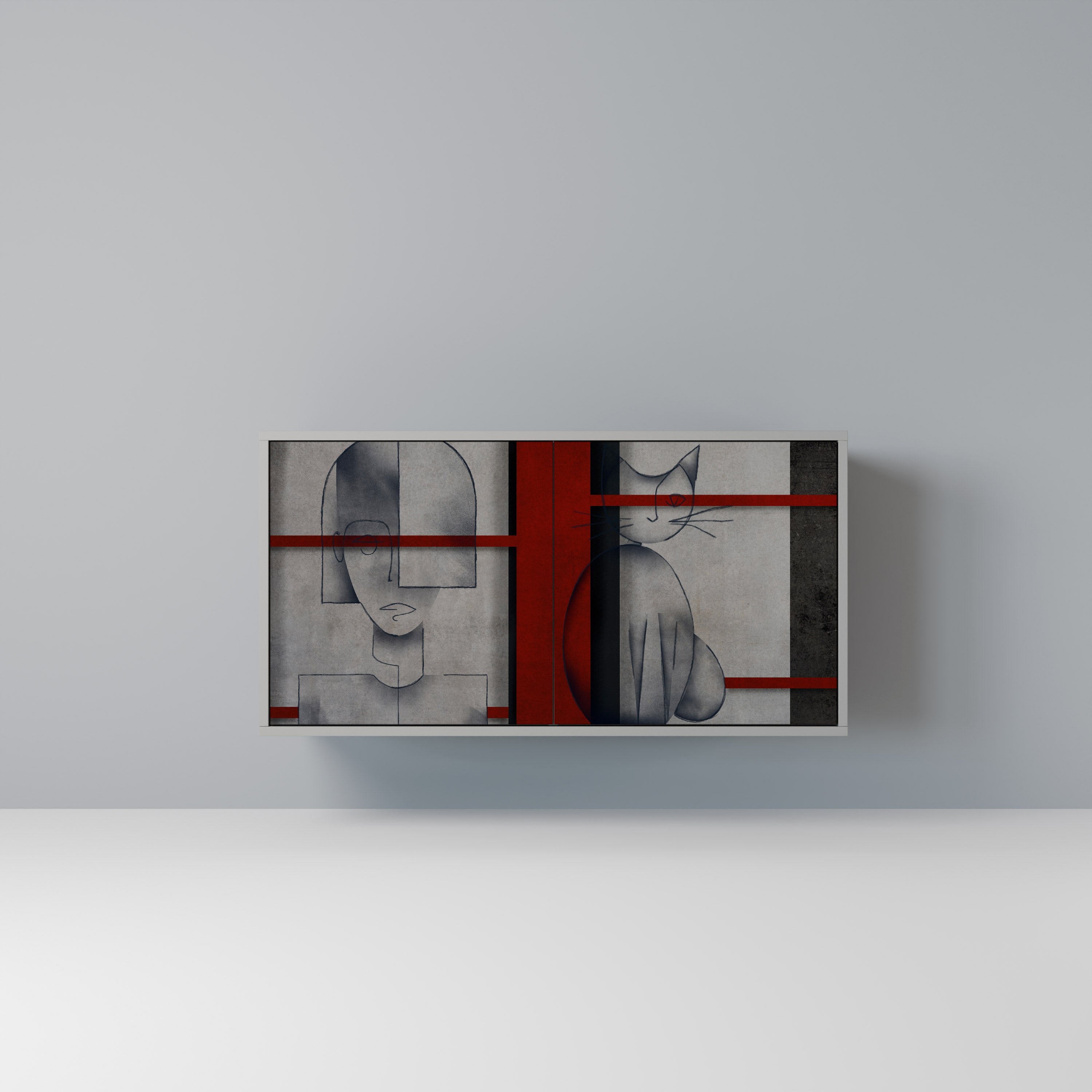 Aparador de 2 puertas GRAY FIGURES en acabado gris