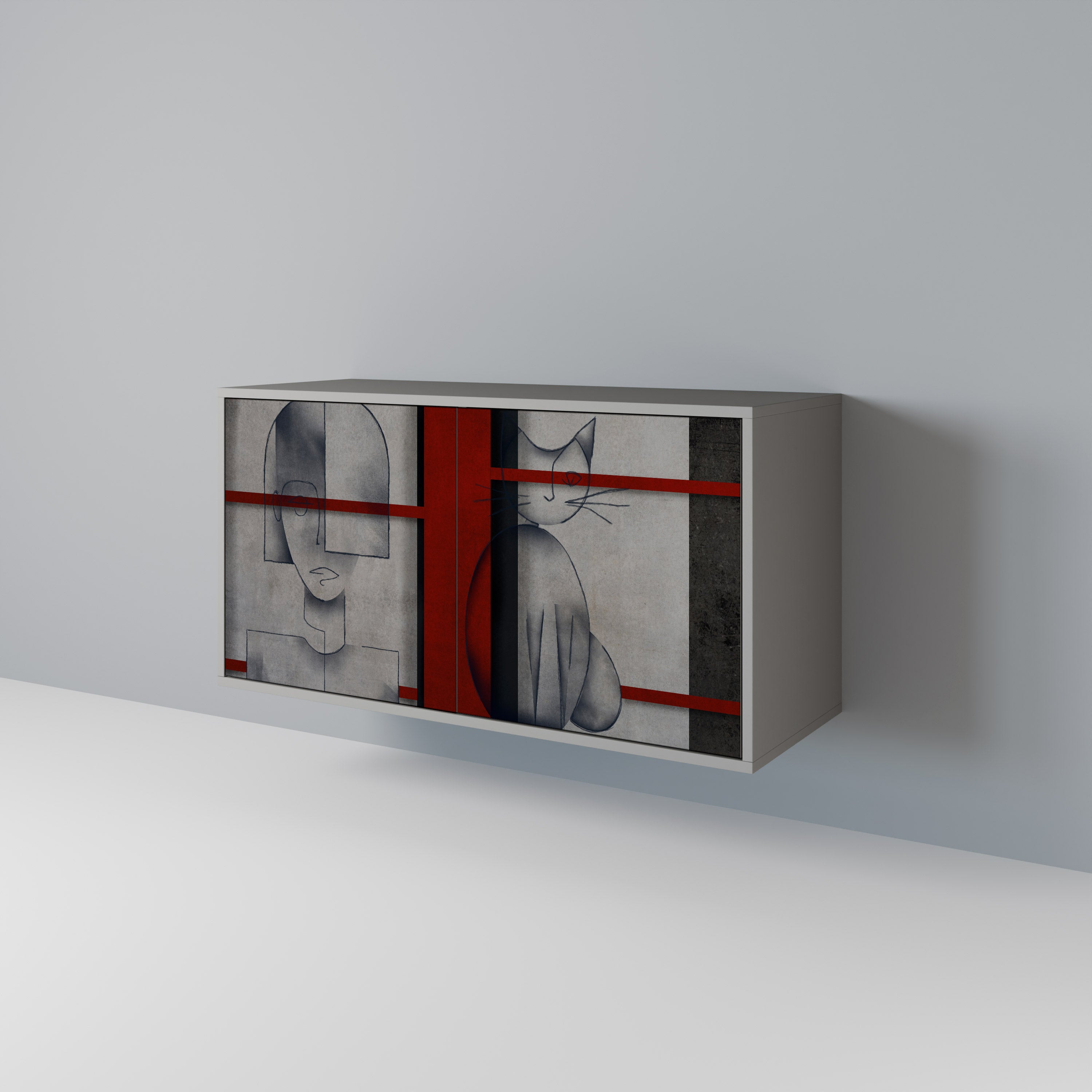 Aparador de 2 puertas GRAY FIGURES en acabado gris