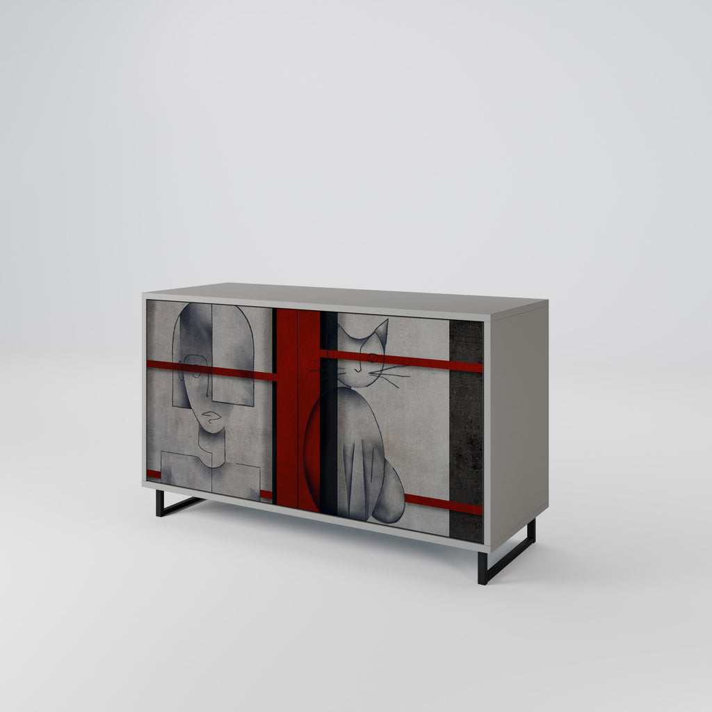 Aparador de 2 puertas GRAY FIGURES en acabado gris