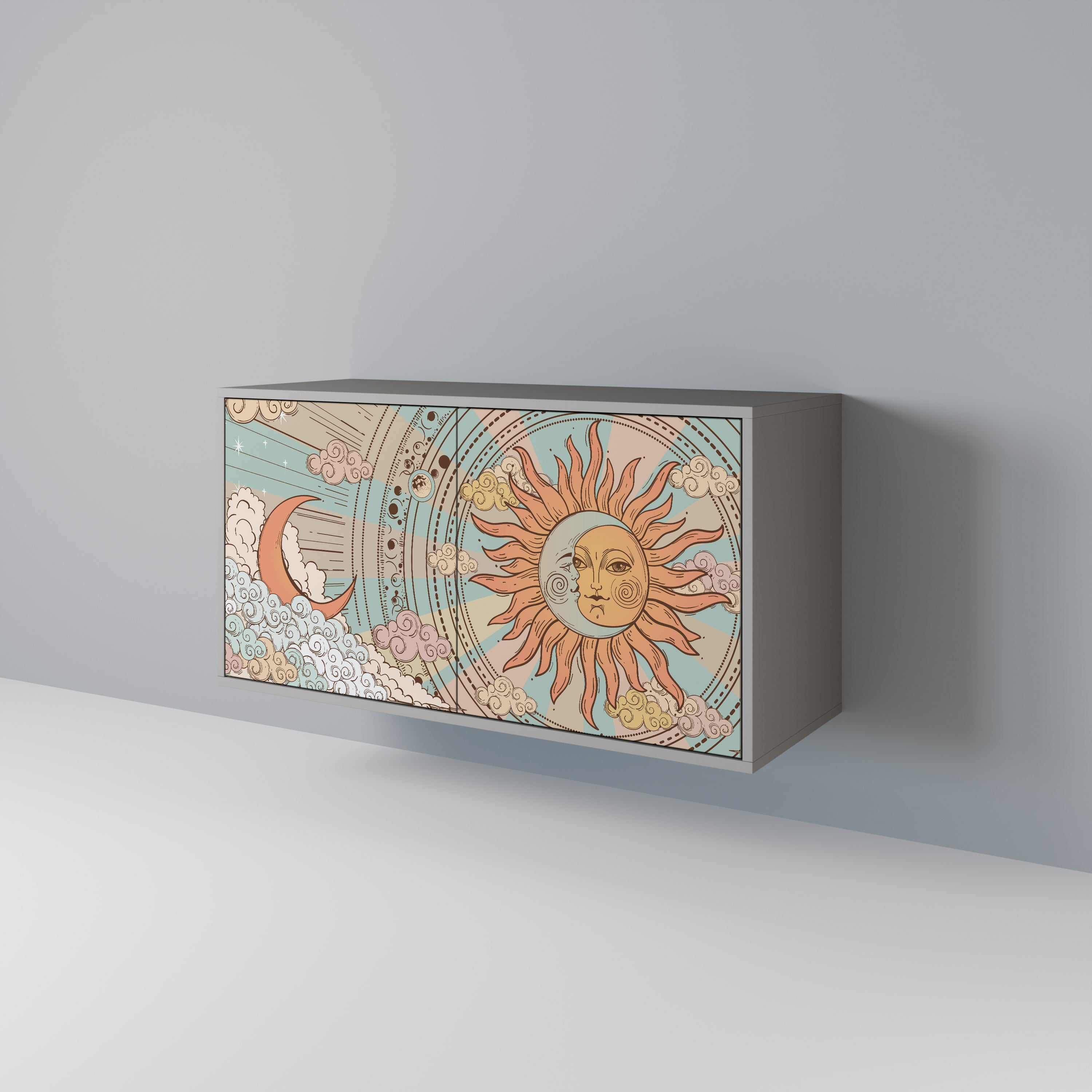 Aparador de 2 puertas MYSTICAL STRUCTURE en acabado gris