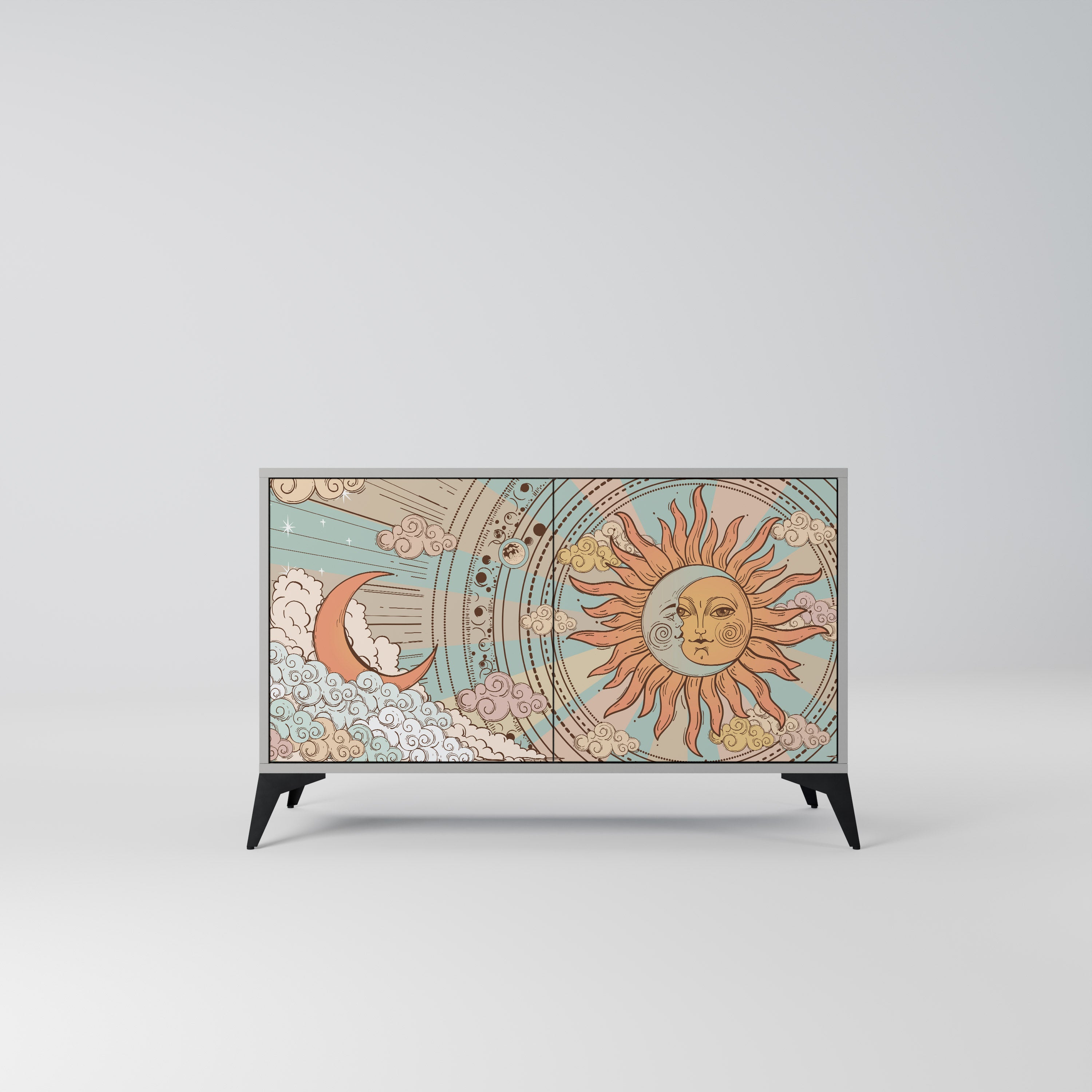 Aparador de 2 puertas MYSTICAL STRUCTURE en acabado gris