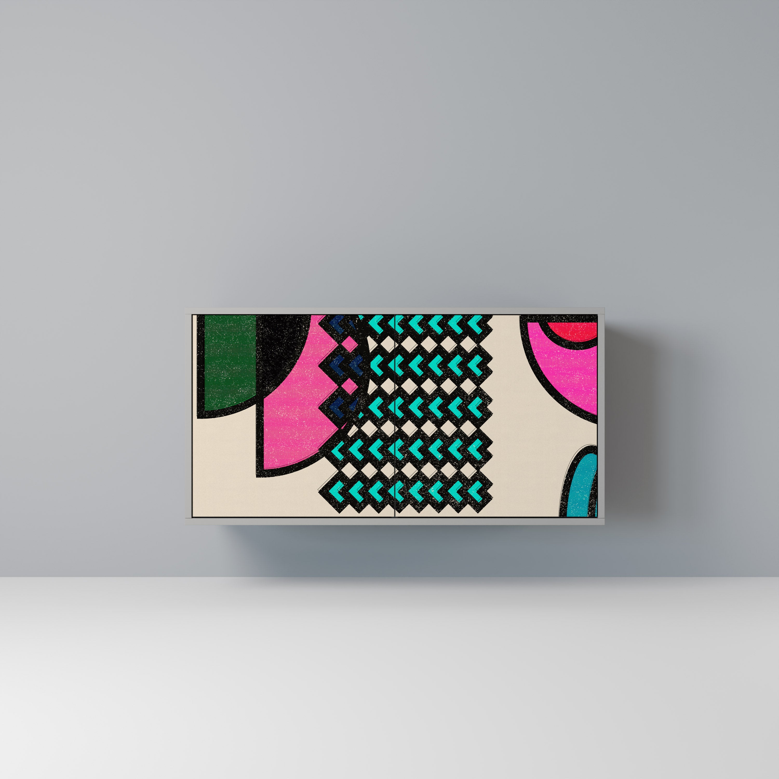 Aparador GEOMETRIC RHAPSODY de 2 puertas en acabado gris