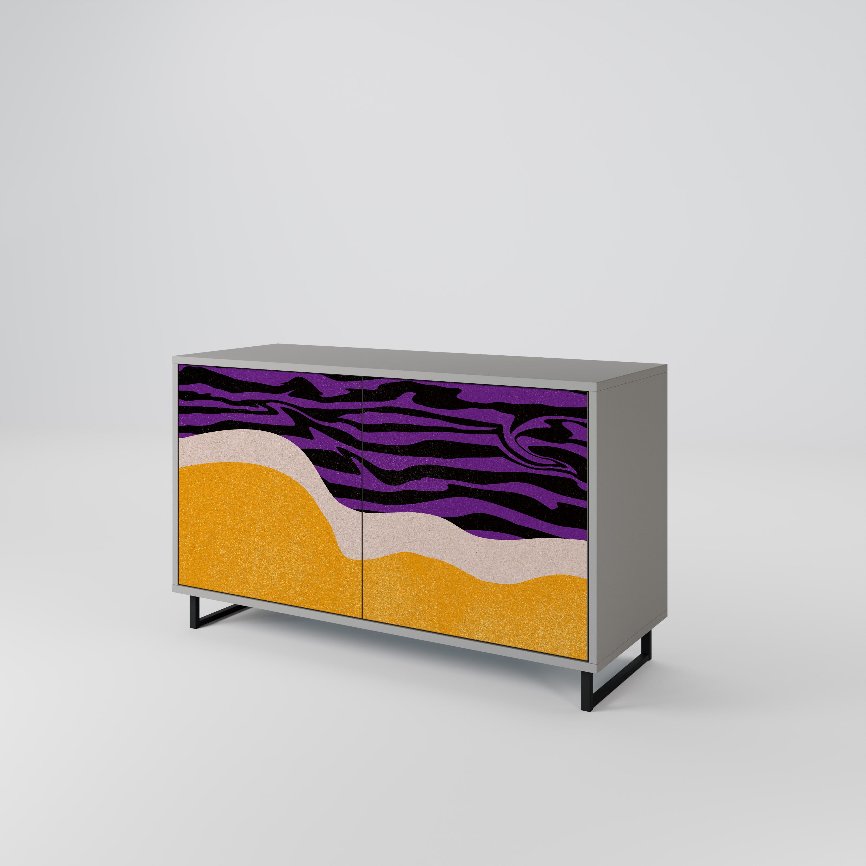 Aparador INDEPENDENT BORDER de 2 puertas en acabado gris