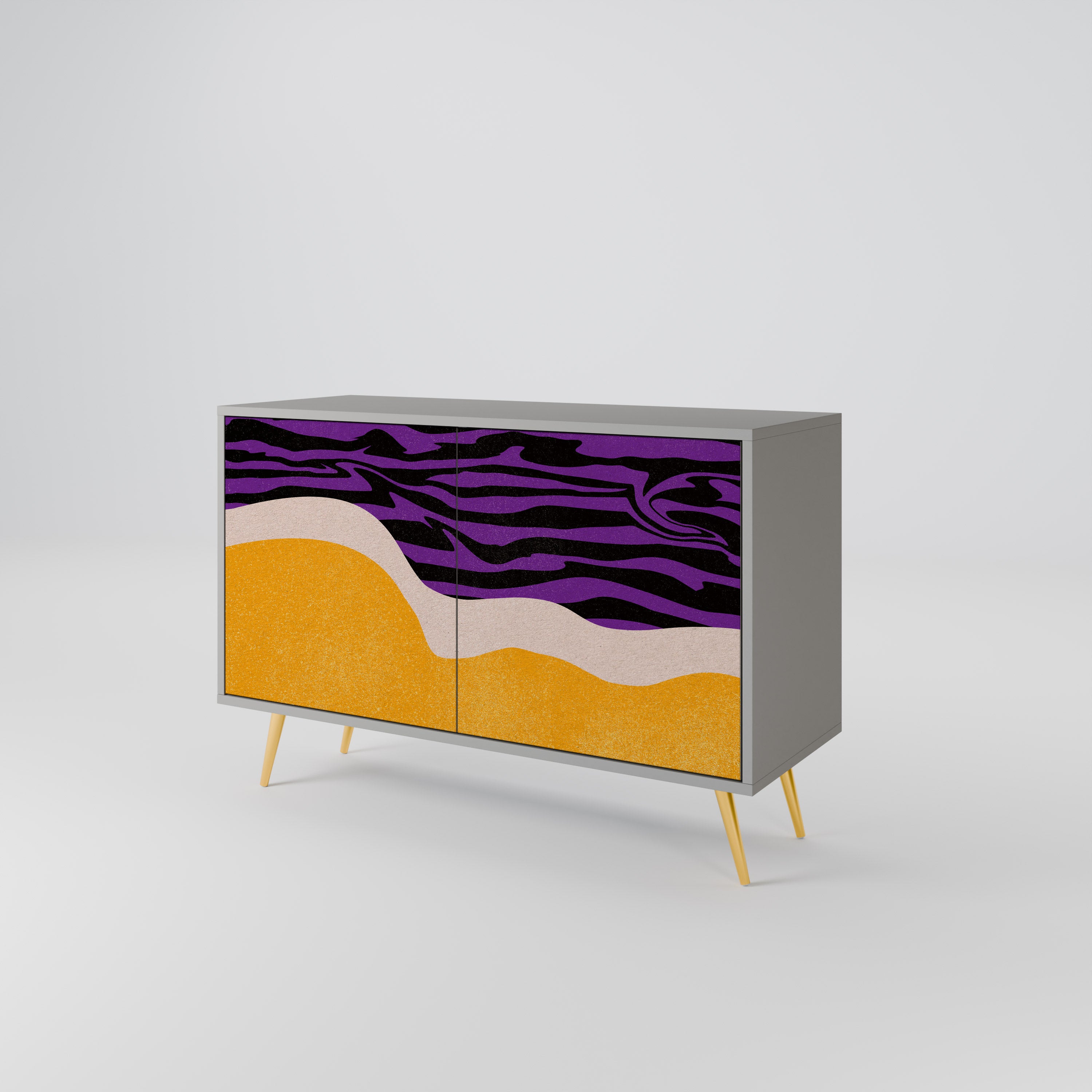 Aparador INDEPENDENT BORDER de 2 puertas en acabado gris