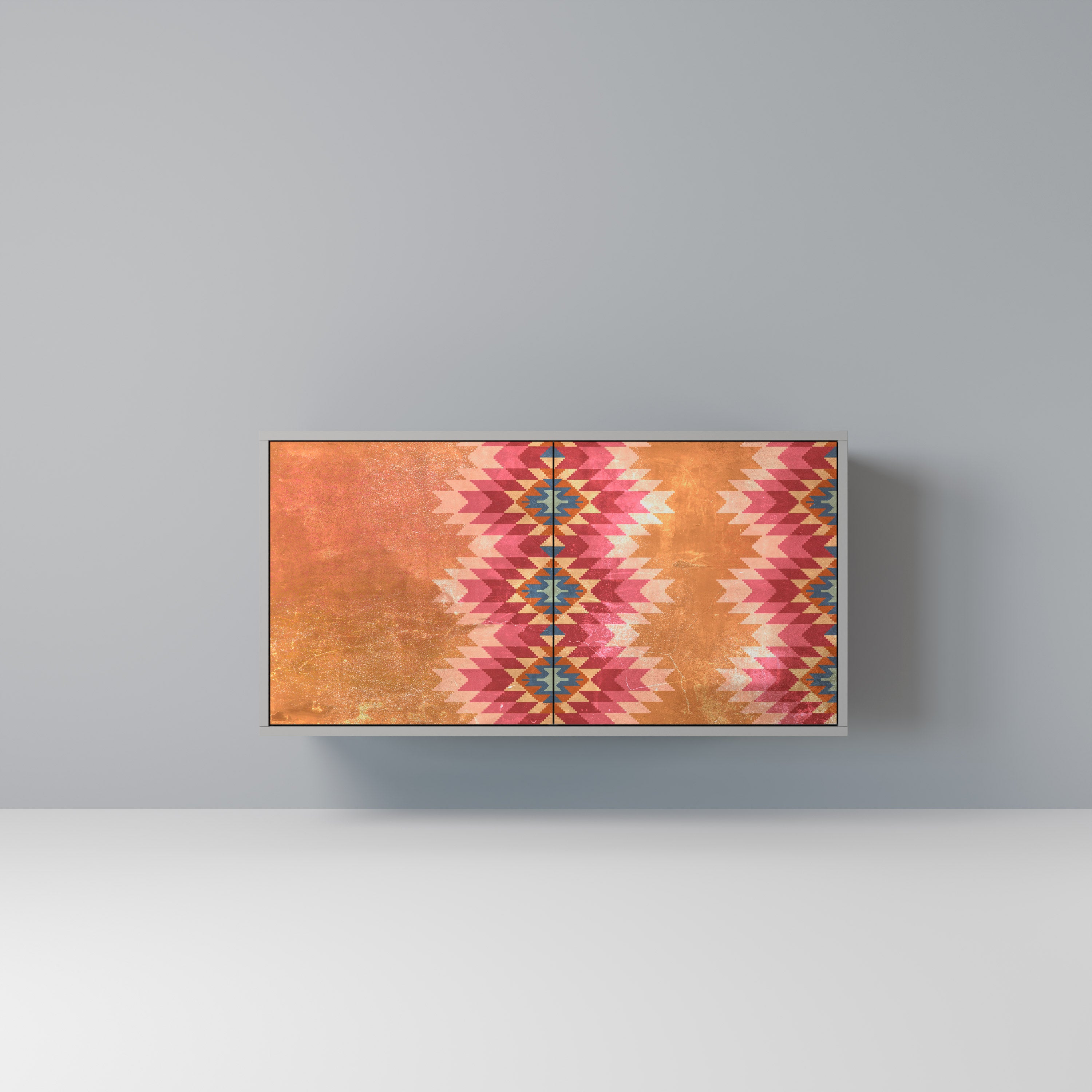 Aparador INDIAN FOLK de dos puertas con acabado gris