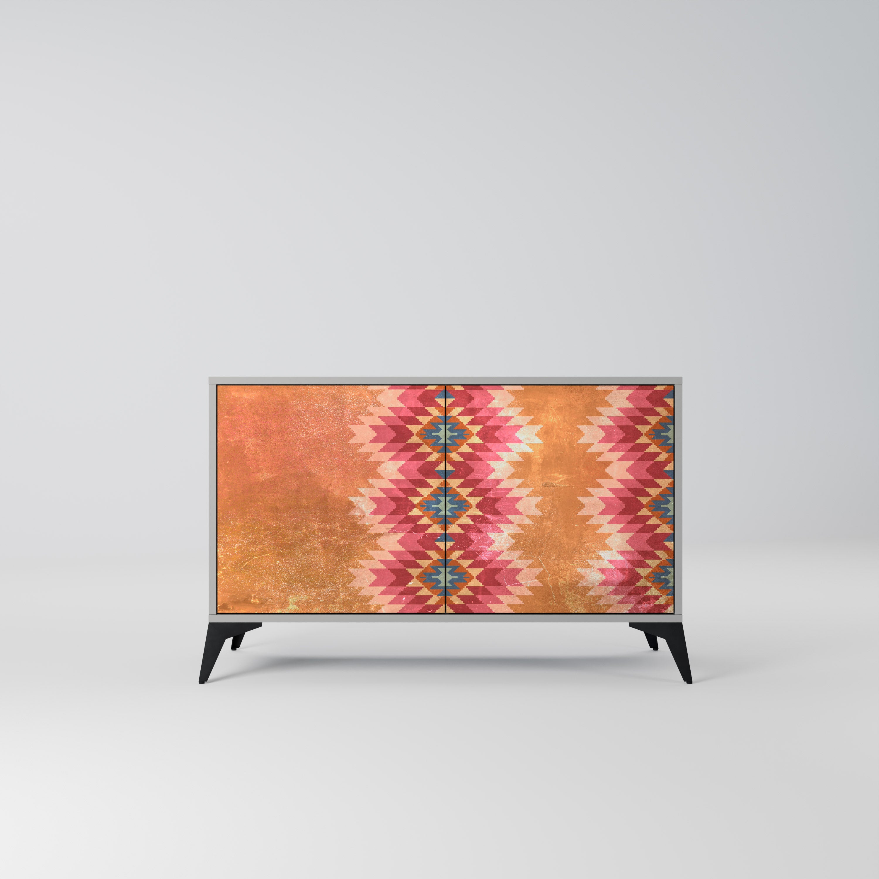 Aparador INDIAN FOLK de dos puertas con acabado gris