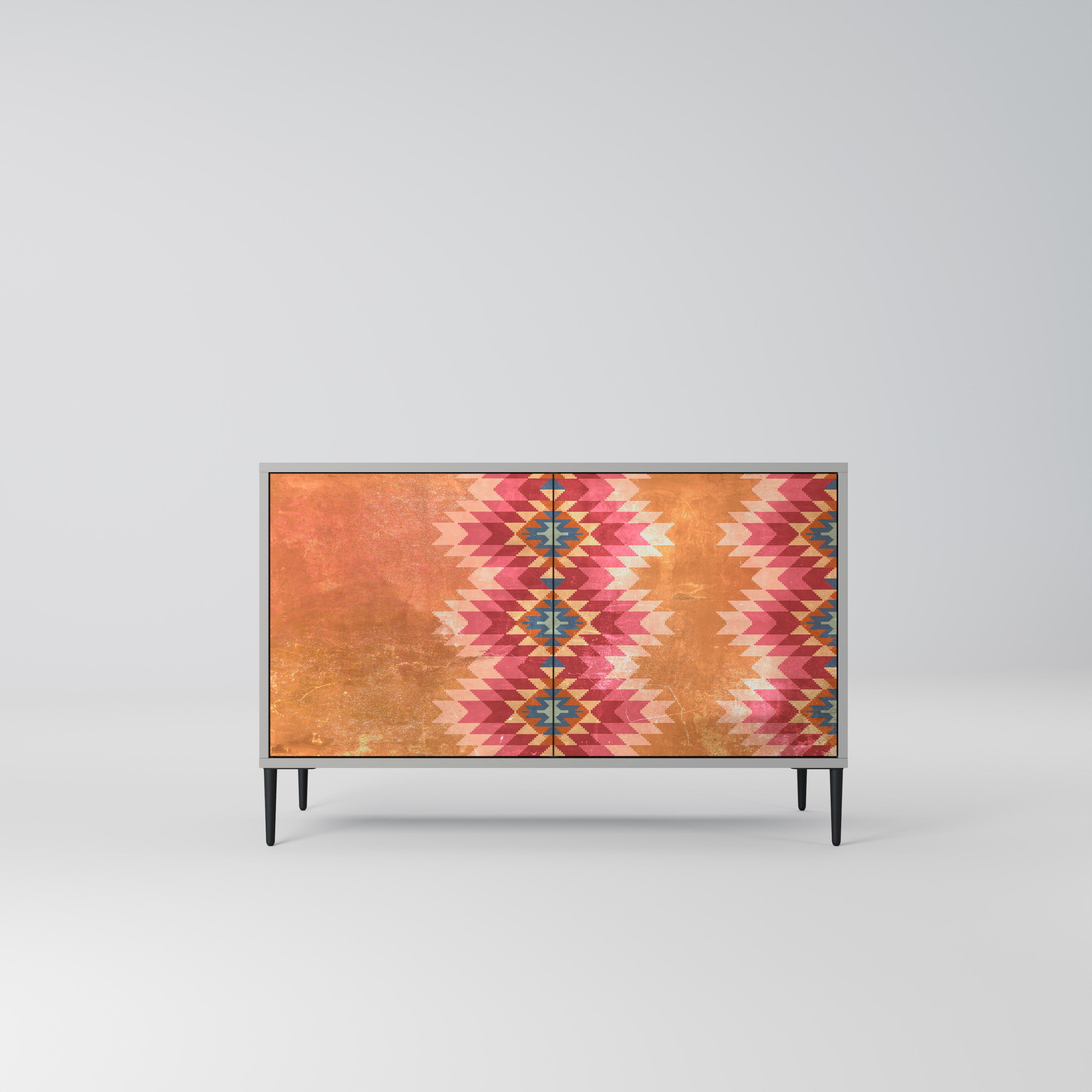 Aparador INDIAN FOLK de dos puertas con acabado gris