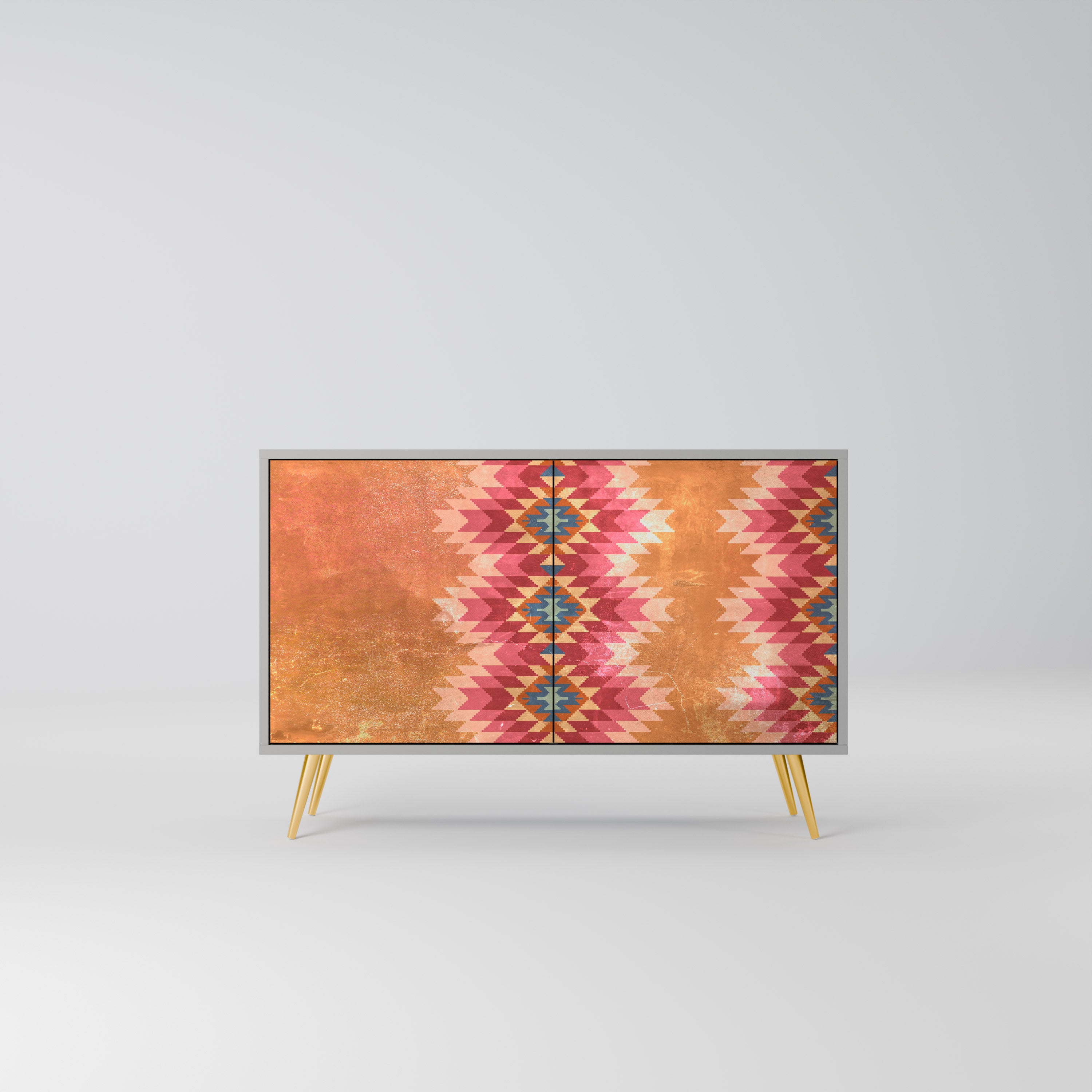 Aparador INDIAN FOLK de dos puertas con acabado gris