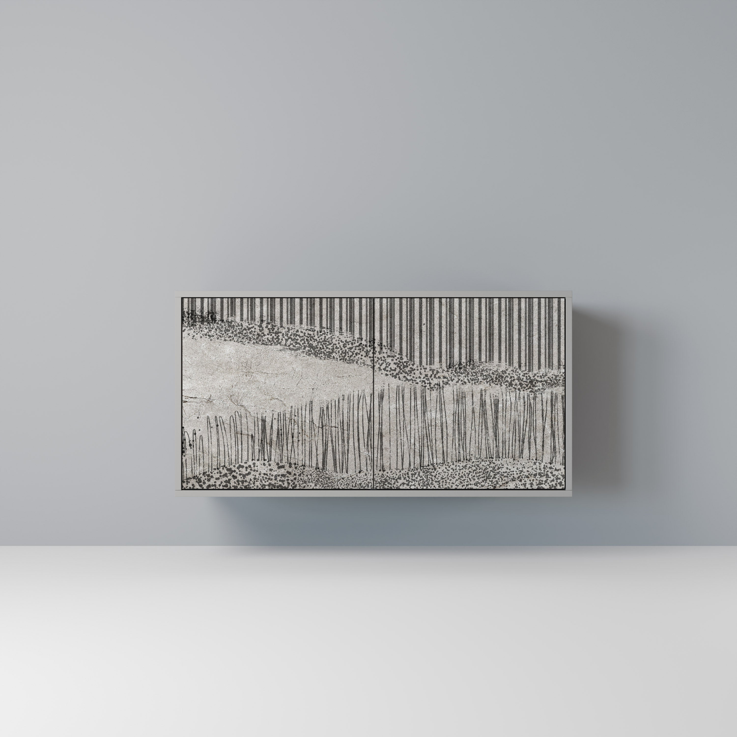 Aparador de 2 puertas GRAIN LINES en acabado gris