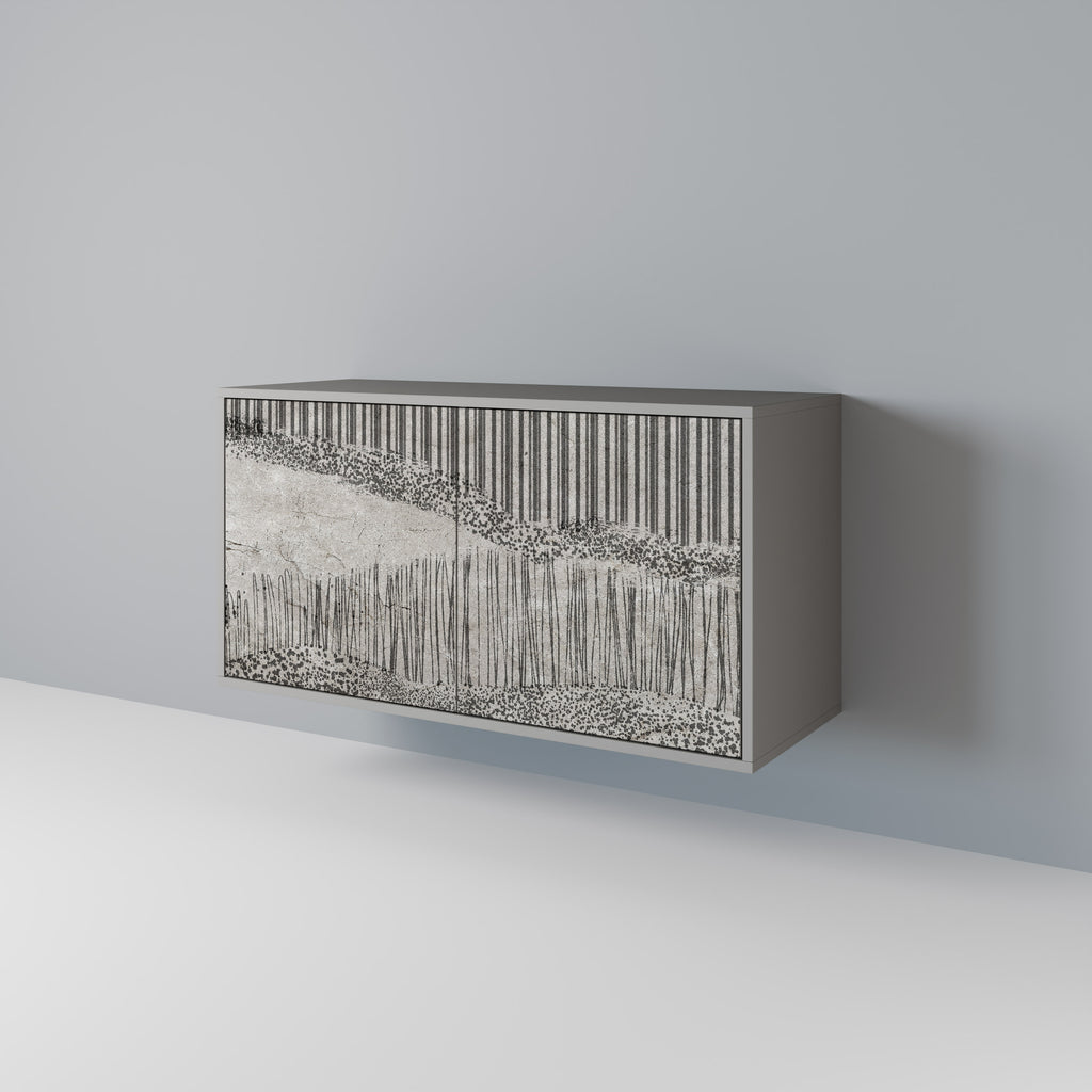 Aparador de 2 puertas GRAIN LINES en acabado gris