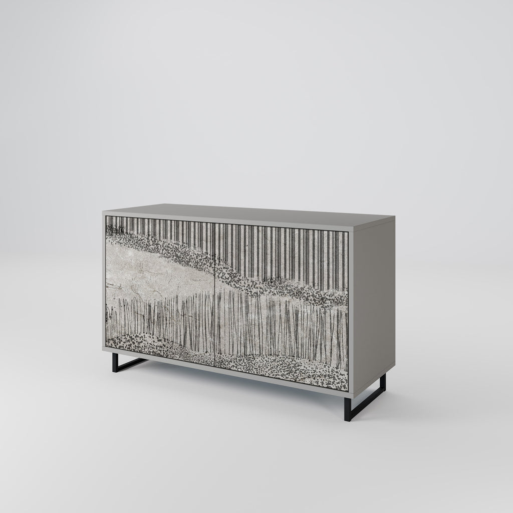 Aparador de 2 puertas GRAIN LINES en acabado gris