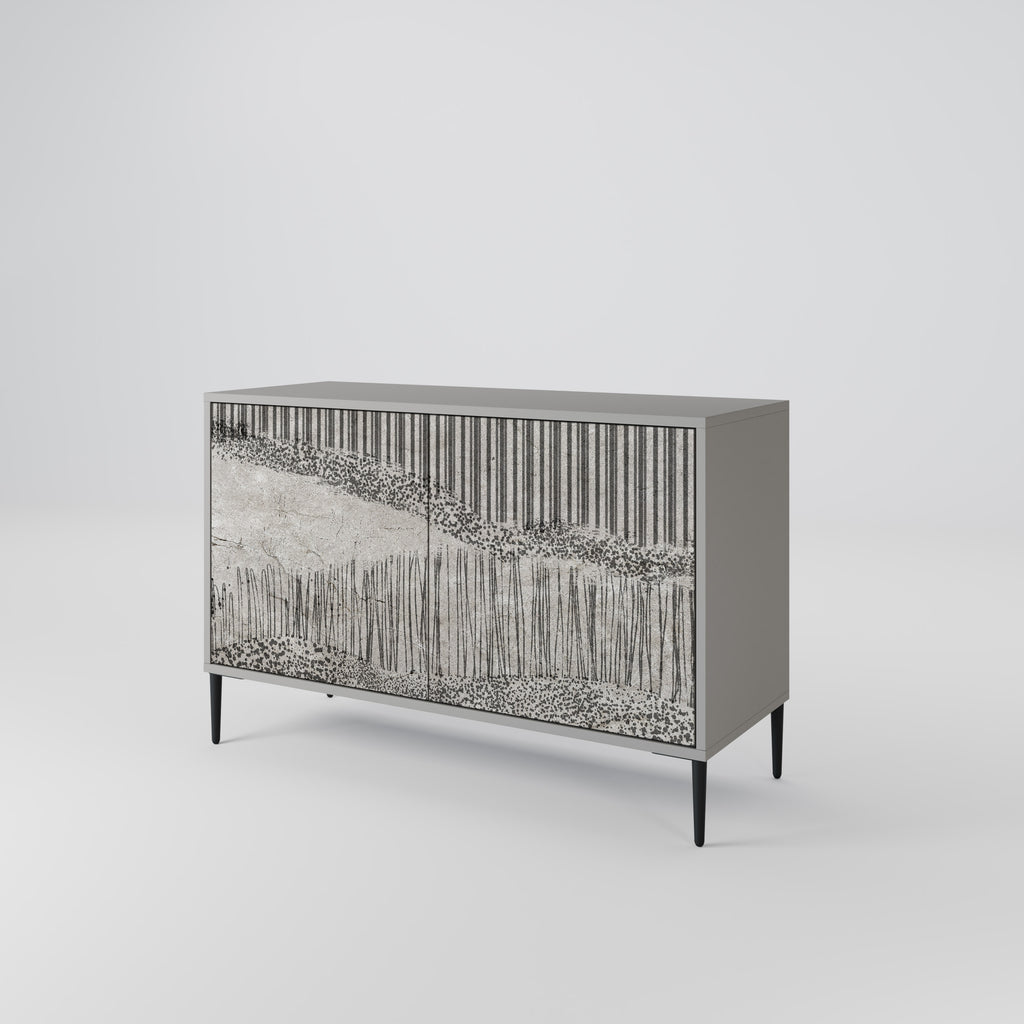 Aparador de 2 puertas GRAIN LINES en acabado gris