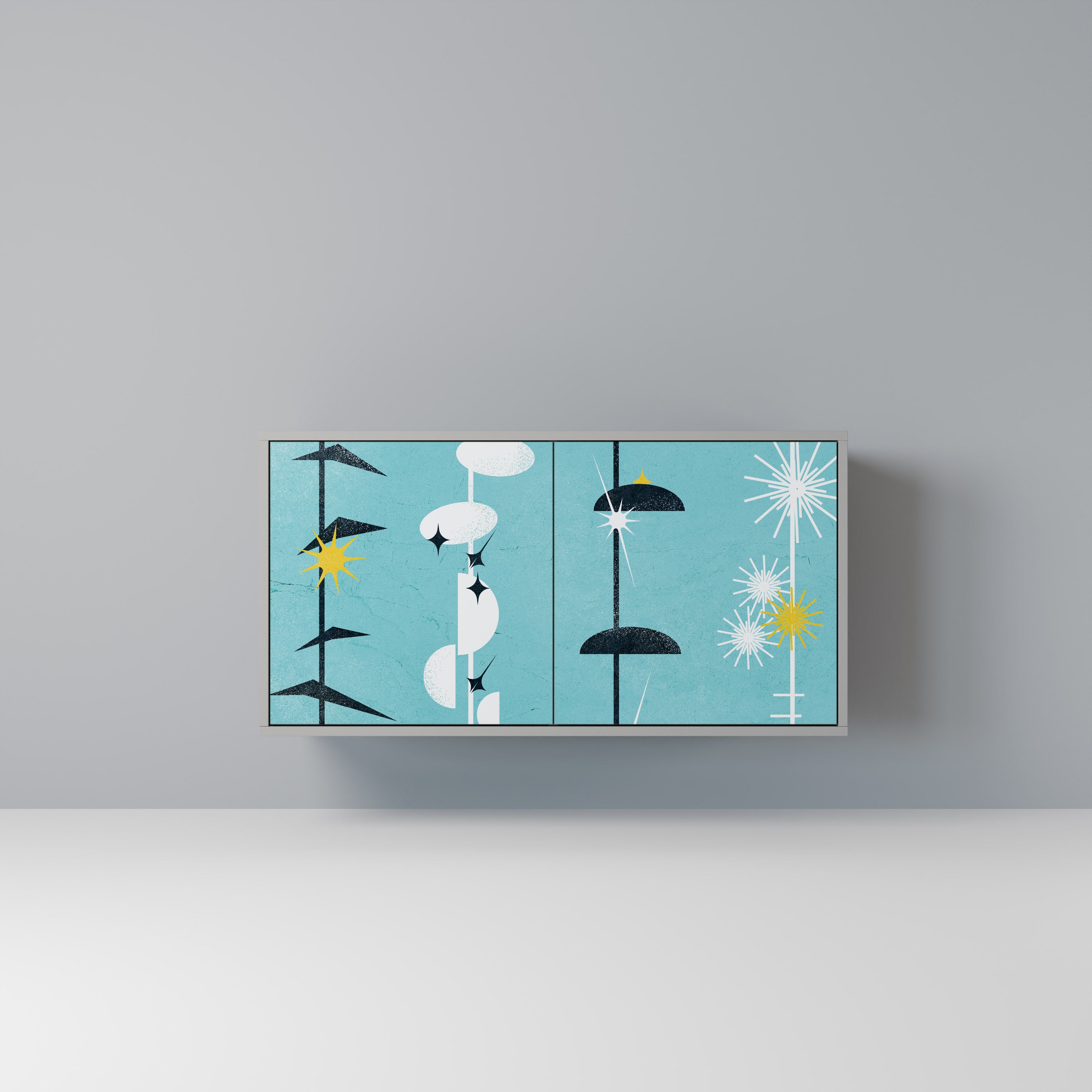 Aparador de 2 puertas CAMINOS A LA FELICIDAD en acabado gris