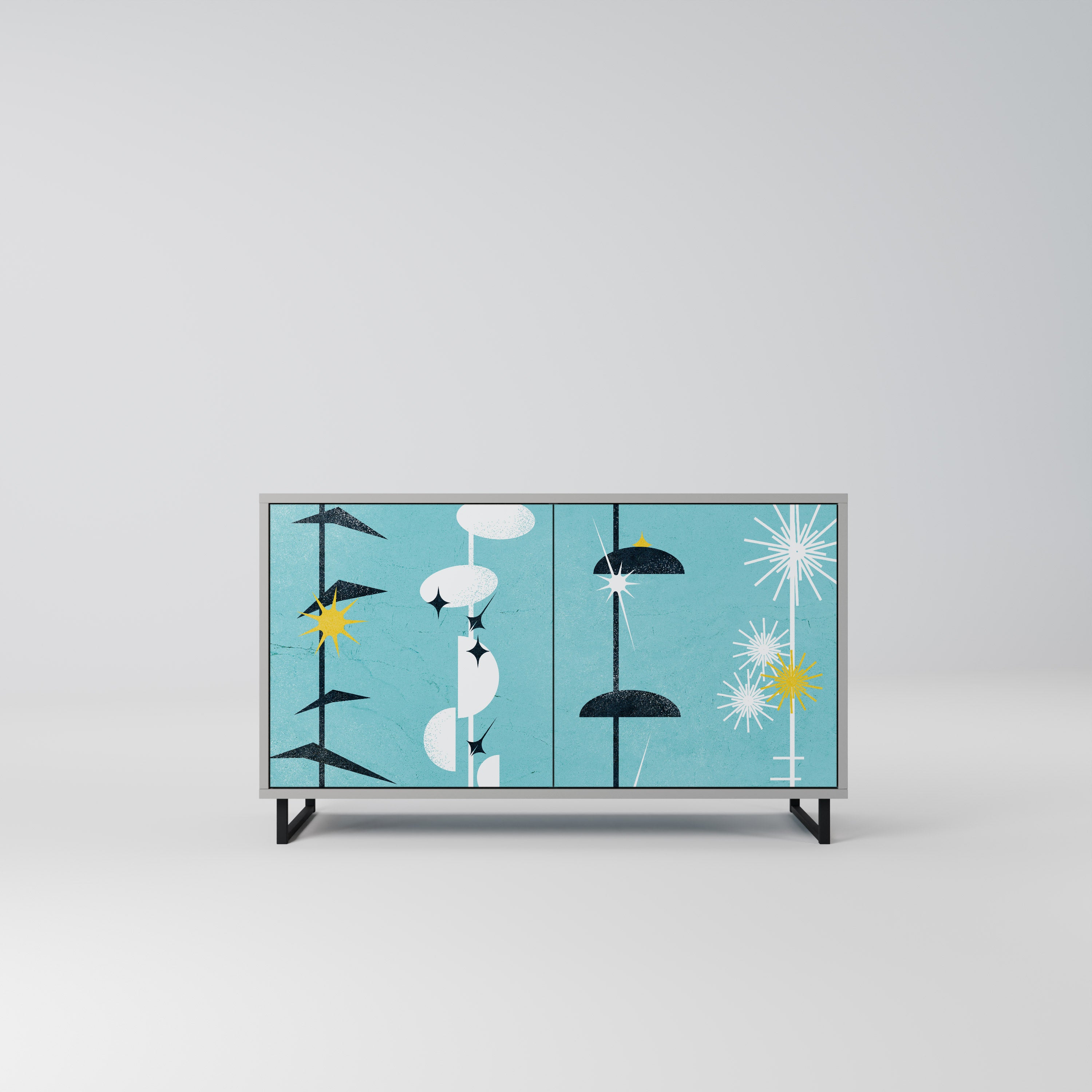 Aparador de 2 puertas CAMINOS A LA FELICIDAD en acabado gris