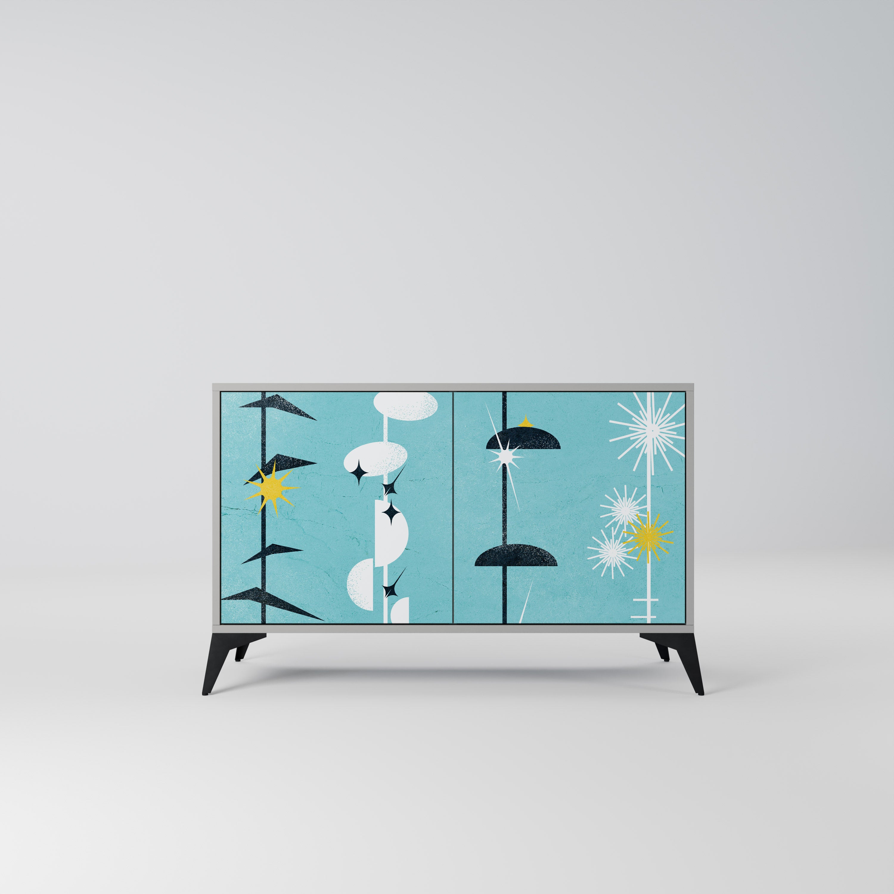 Aparador de 2 puertas CAMINOS A LA FELICIDAD en acabado gris