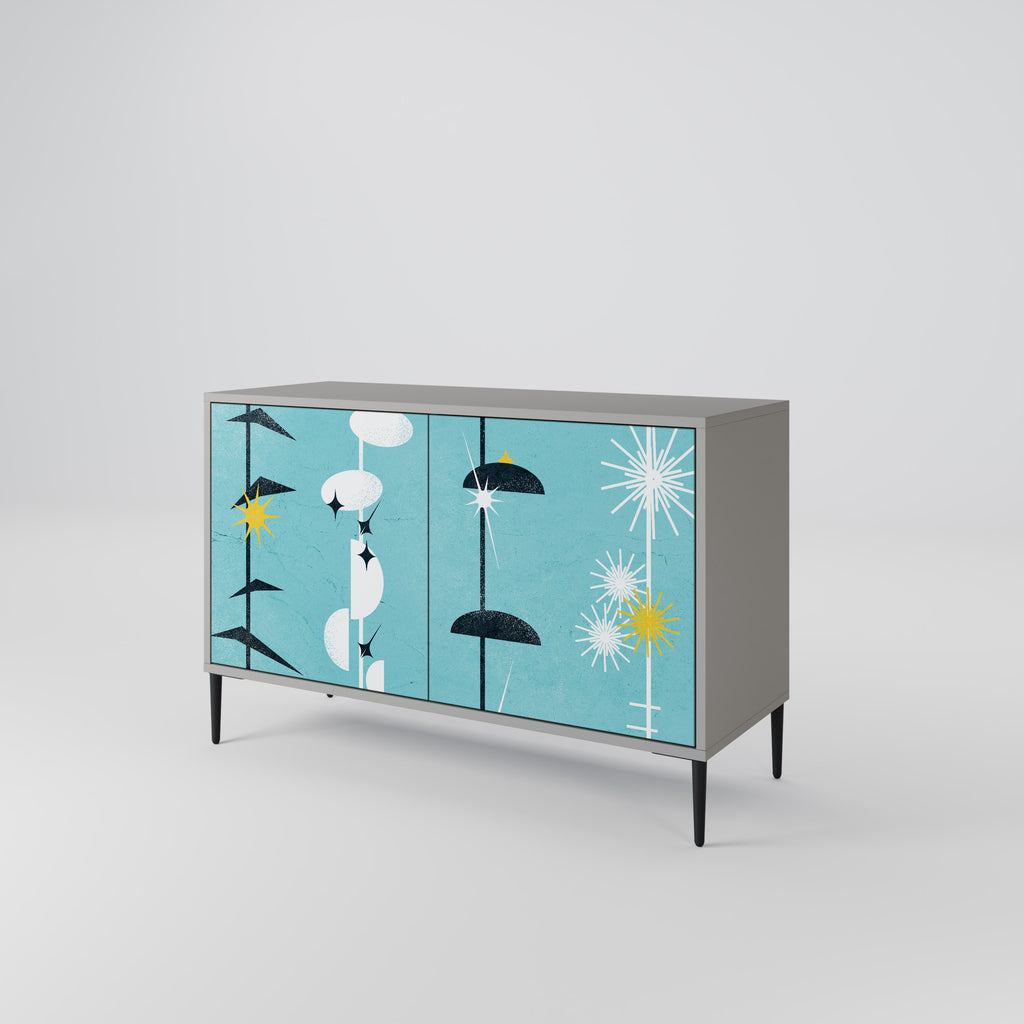 Aparador de 2 puertas CAMINOS A LA FELICIDAD en acabado gris