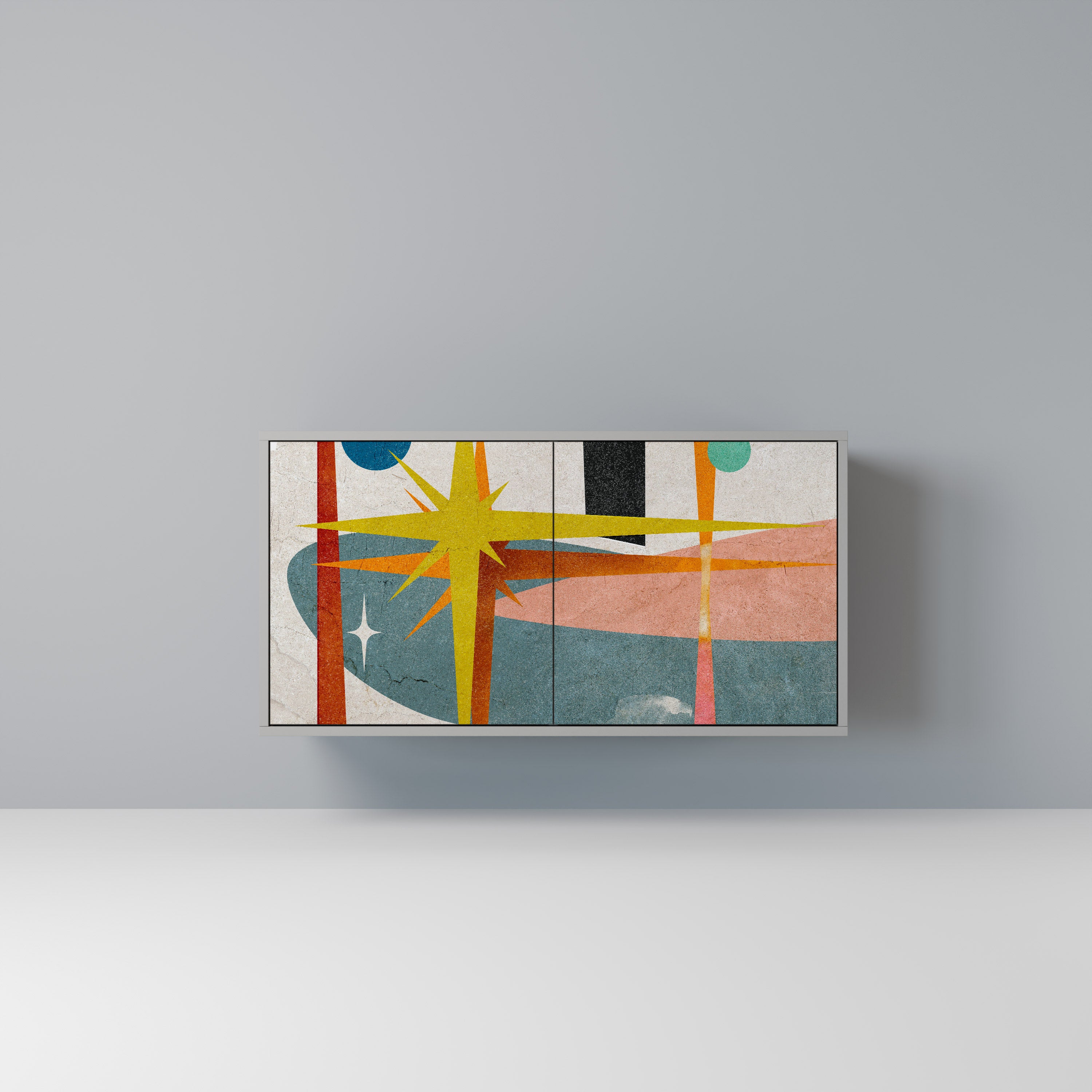 Aparador INTERSTELLAR VIBES de 2 puertas en acabado gris