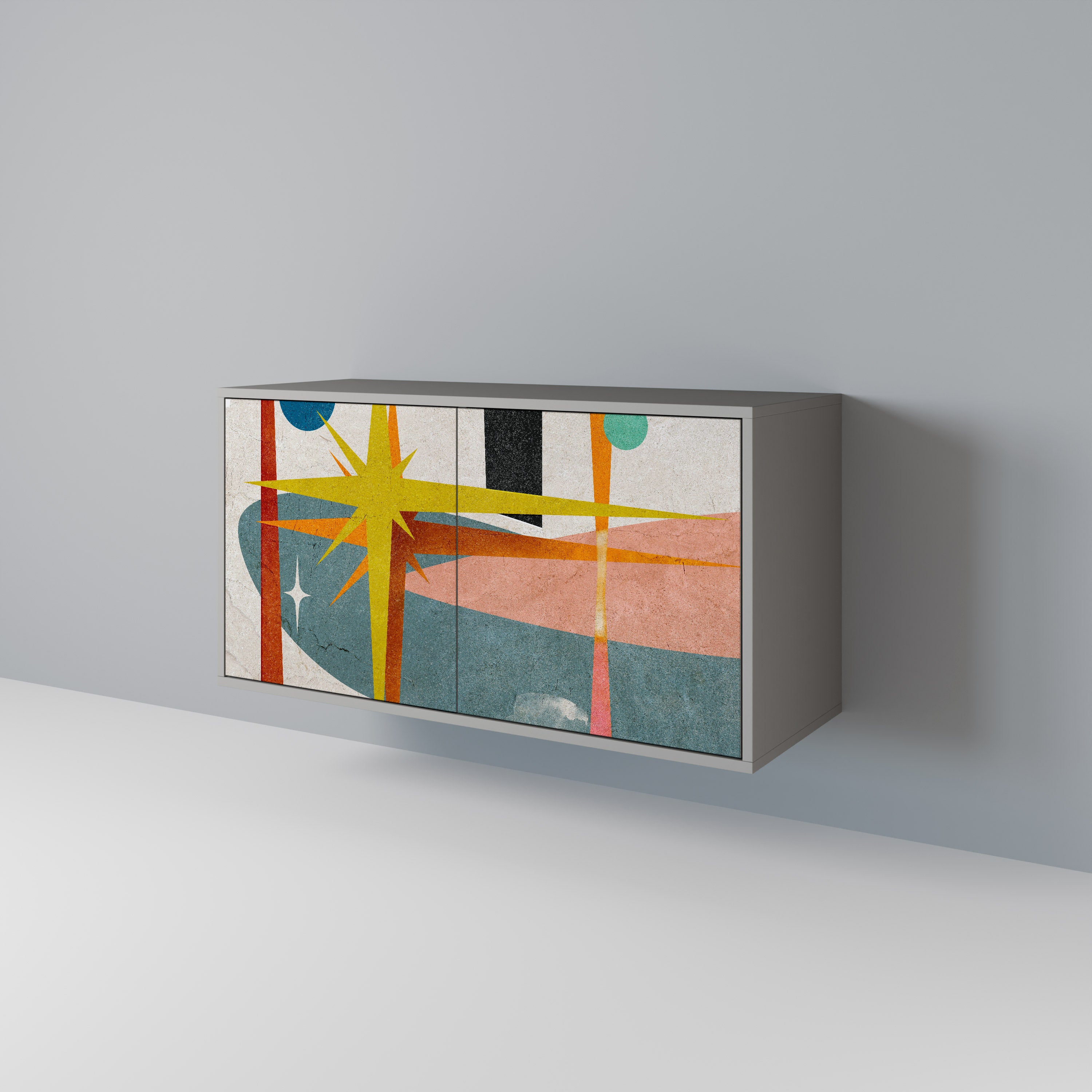 Aparador INTERSTELLAR VIBES de 2 puertas en acabado gris