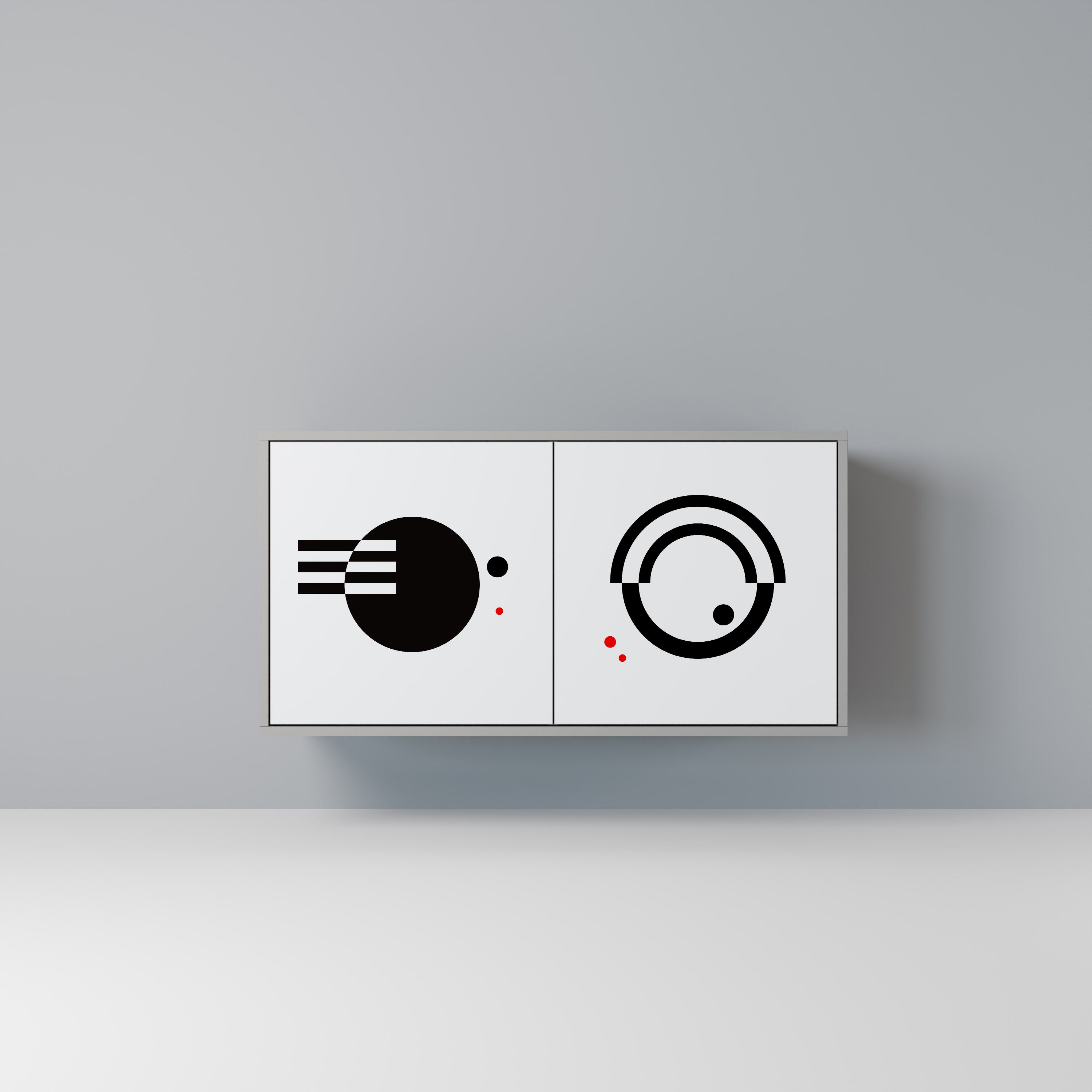 Aparador de 2 puertas COMBINACIÓN BLANCO Y NEGRO en acabado gris