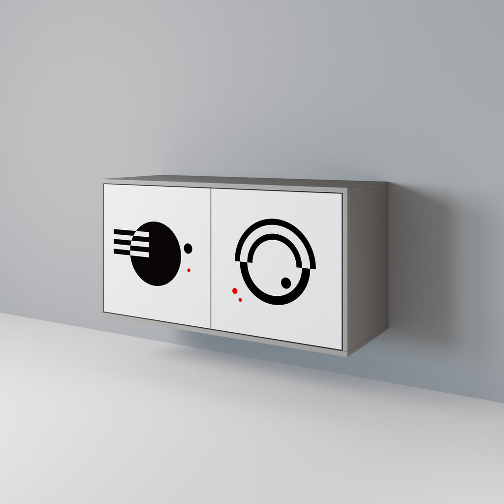 Aparador de 2 puertas COMBINACIÓN BLANCO Y NEGRO en acabado gris