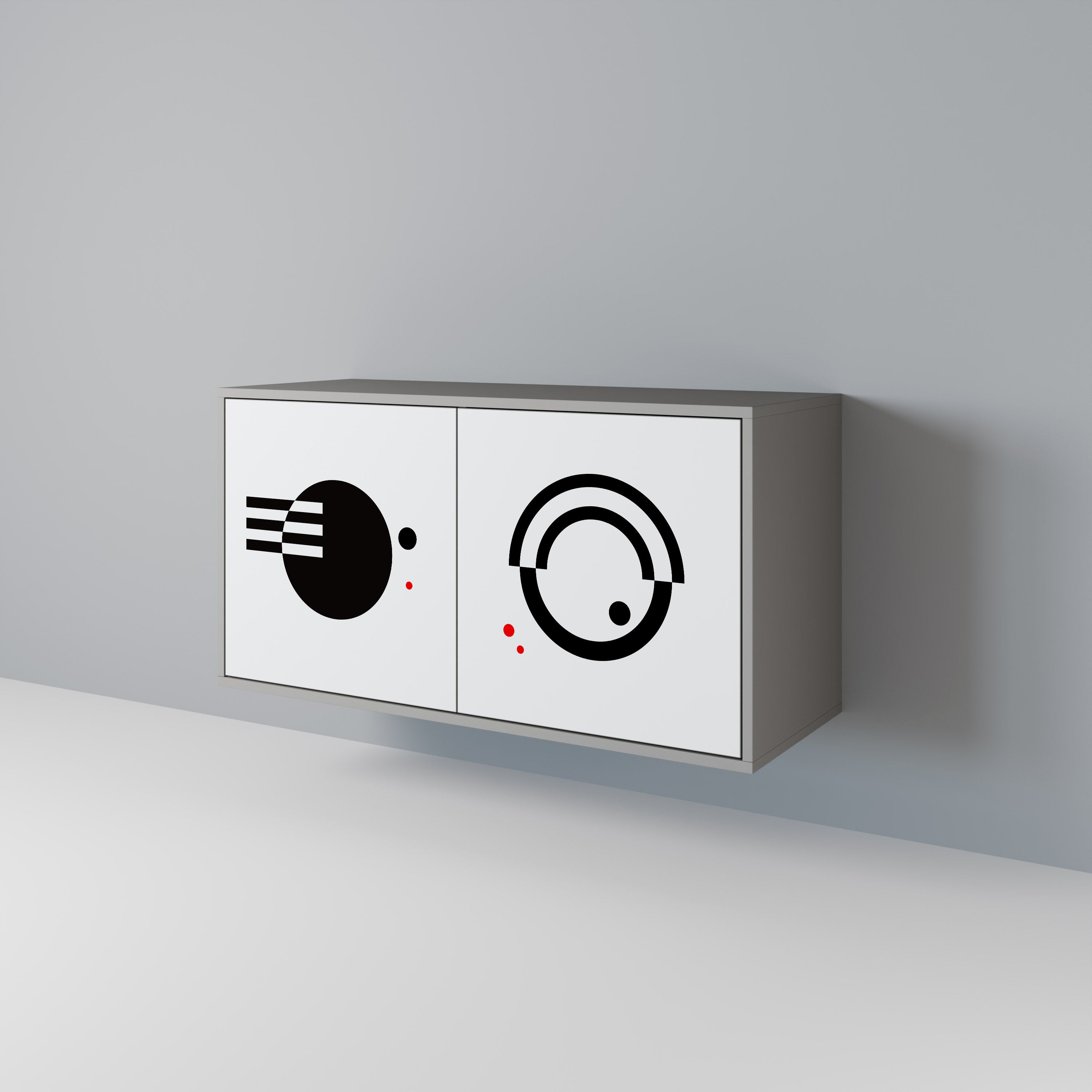 Aparador de 2 puertas COMBINACIÓN BLANCO Y NEGRO en acabado gris