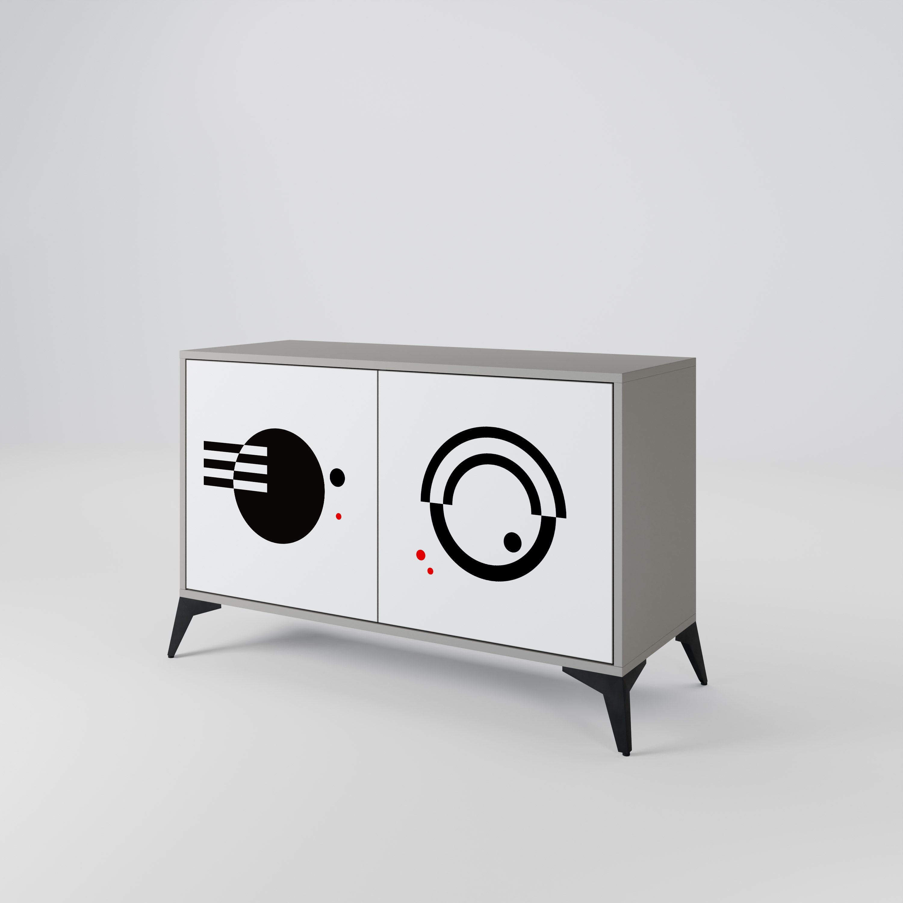 Aparador de 2 puertas COMBINACIÓN BLANCO Y NEGRO en acabado gris