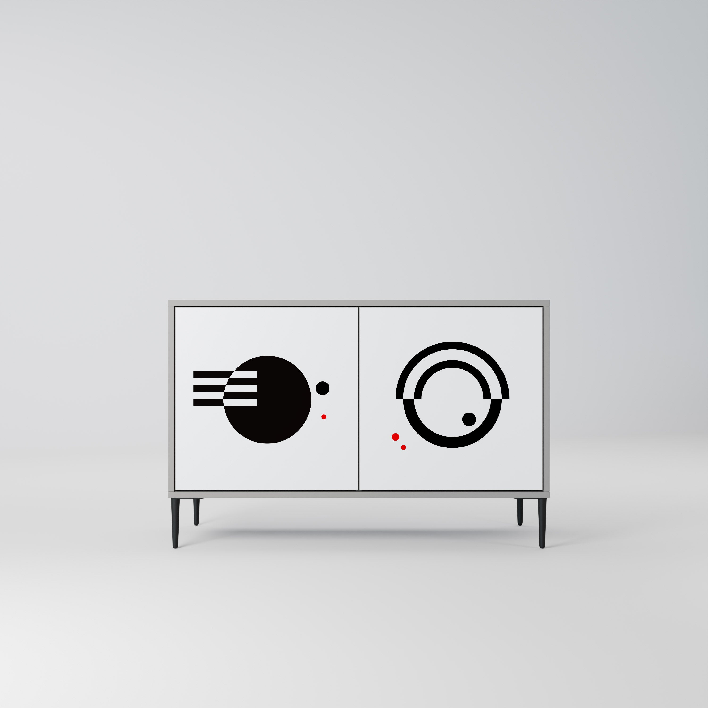 Aparador de 2 puertas COMBINACIÓN BLANCO Y NEGRO en acabado gris